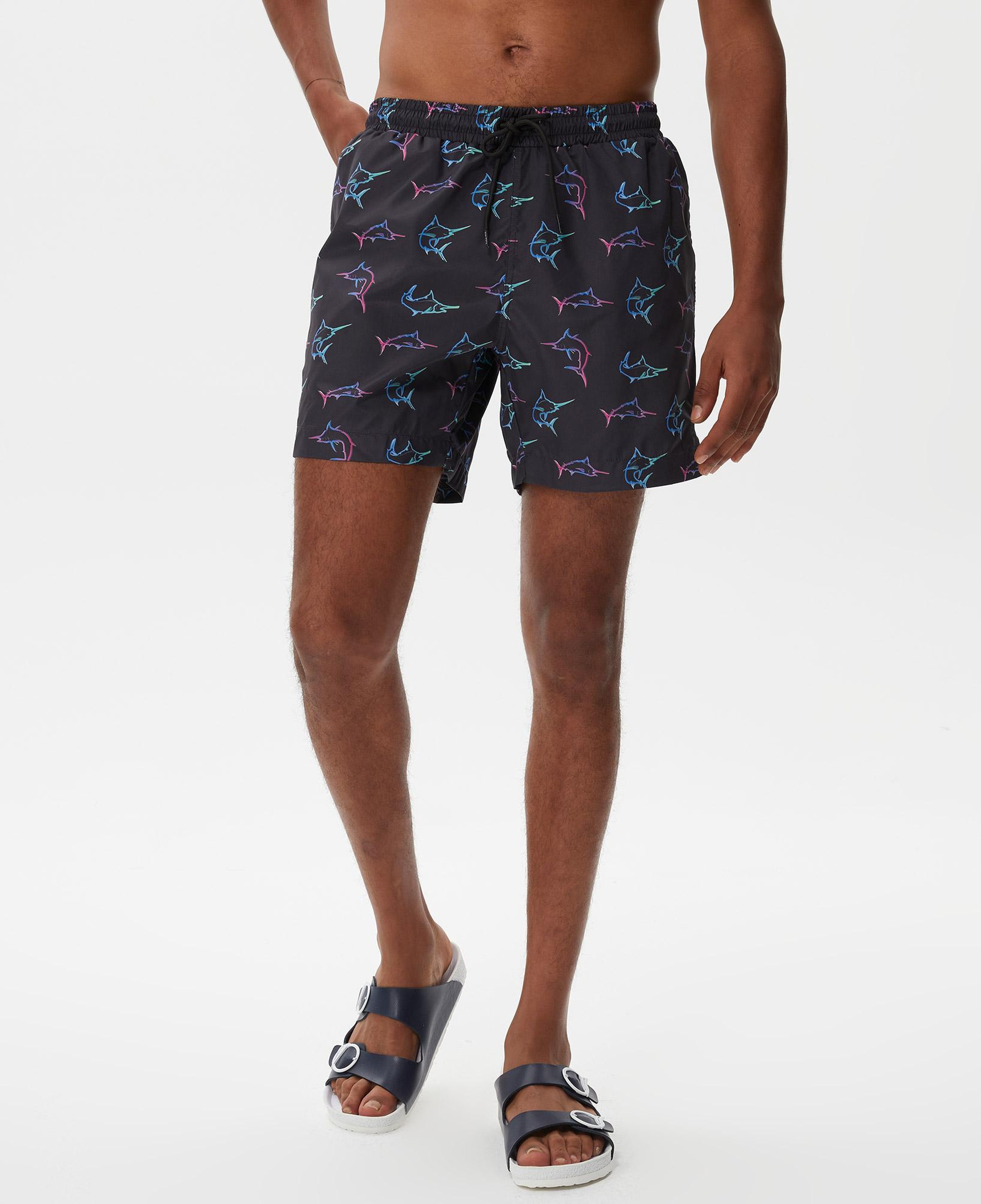 Nautica Erkek Siyah Baskılı Deniz Şortu