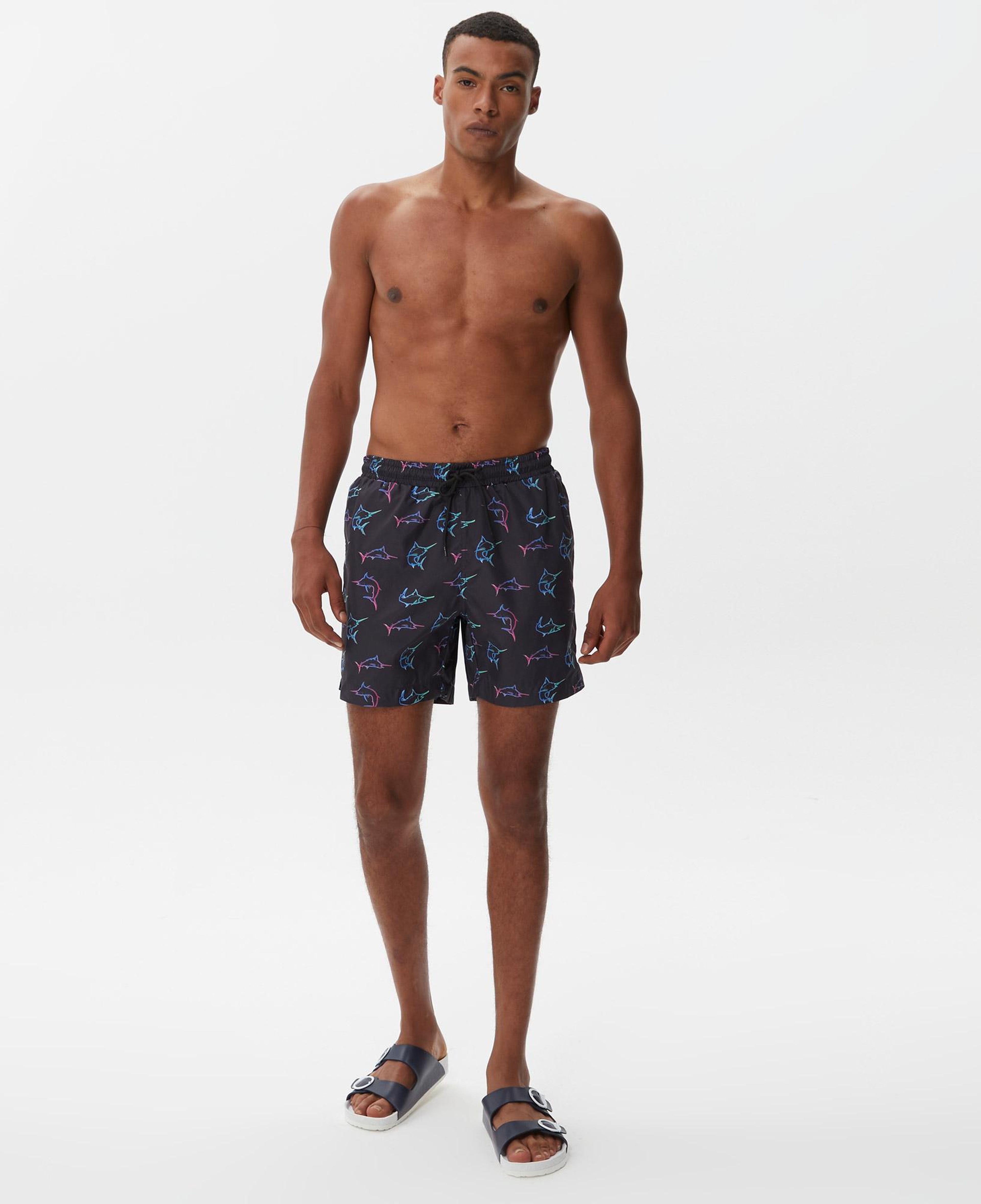 Nautica Erkek Siyah Baskılı Deniz Şortu