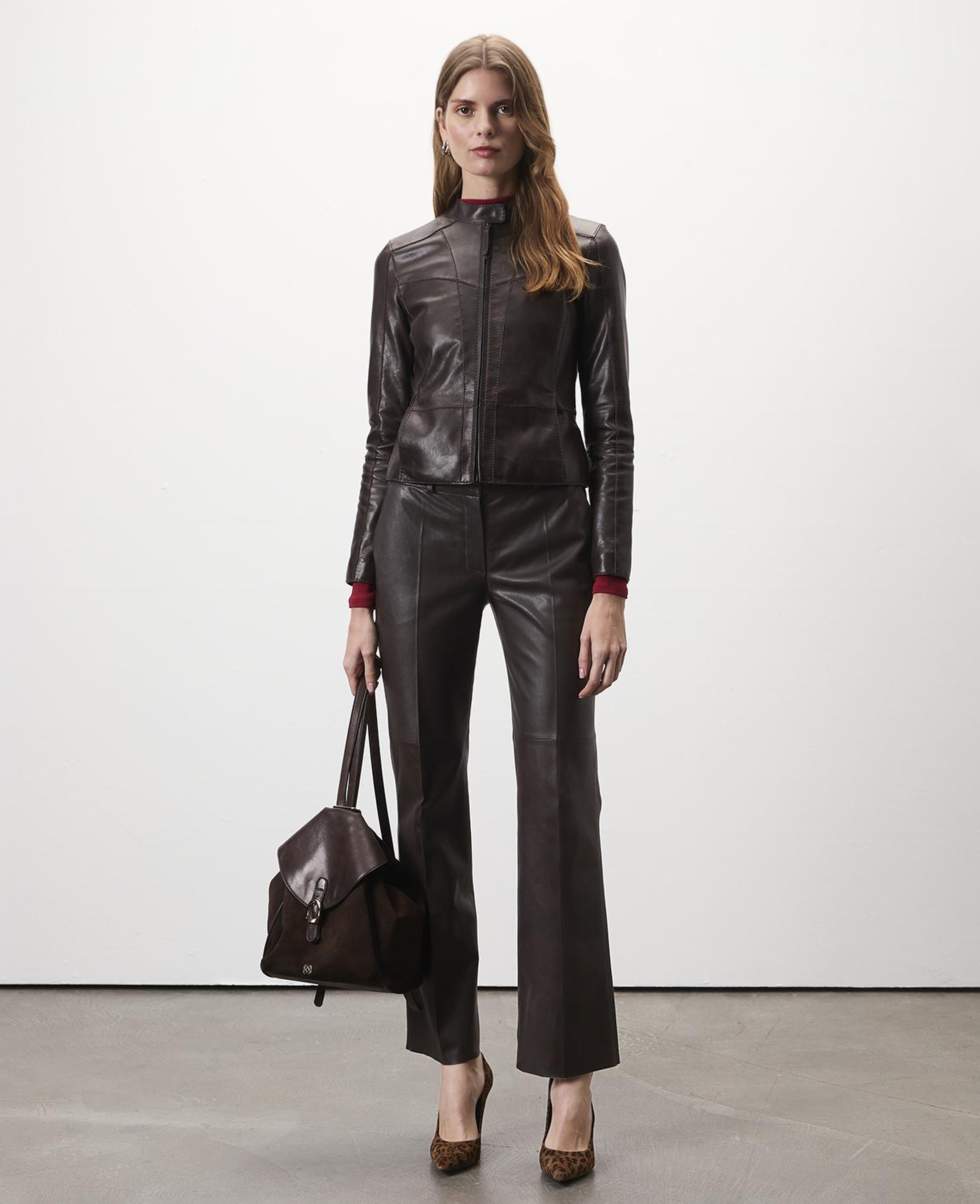 Setron Kahve Kadın Deri Pantolon