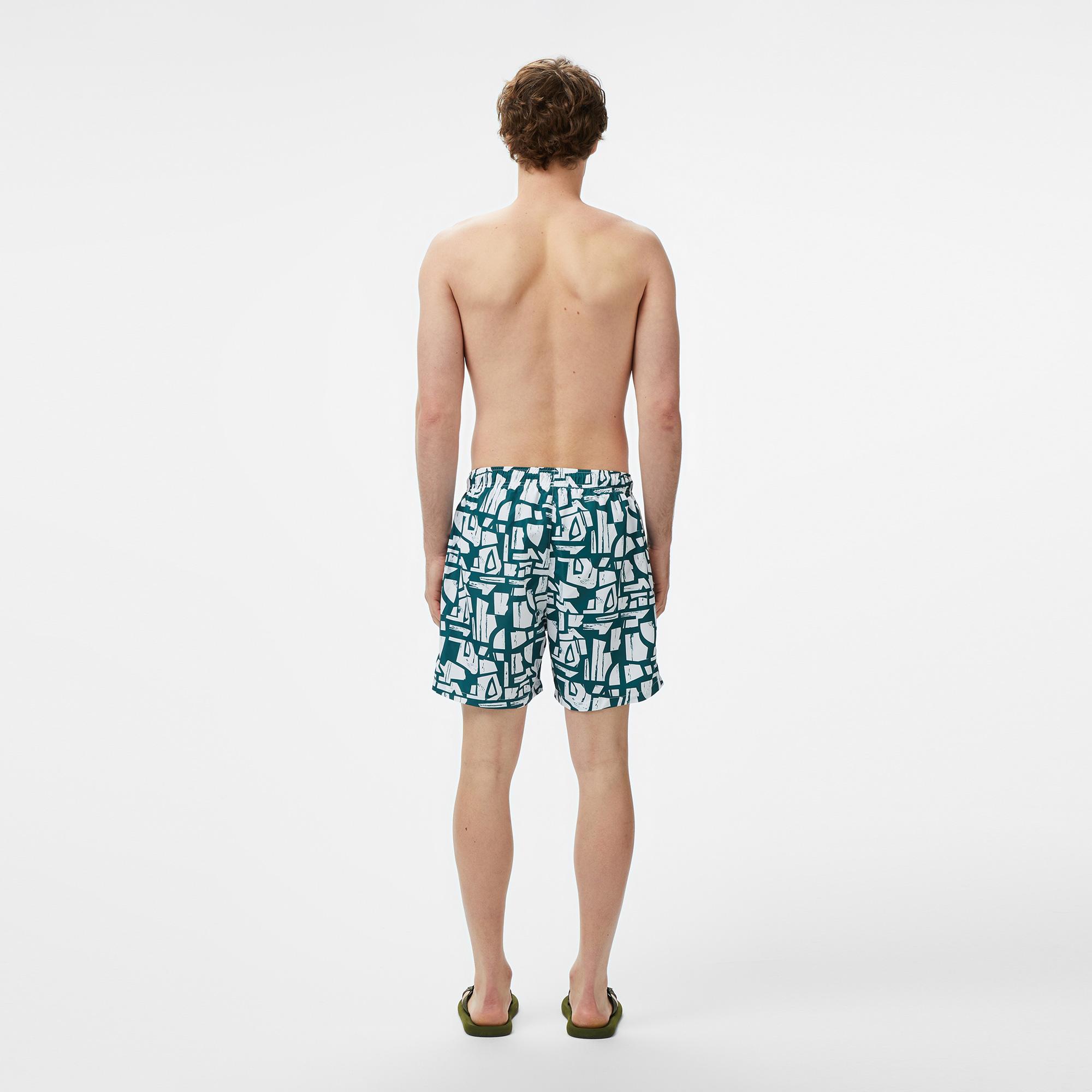 Nautica Erkek Yeşil Regular Fit Desenli Deniz Şortu