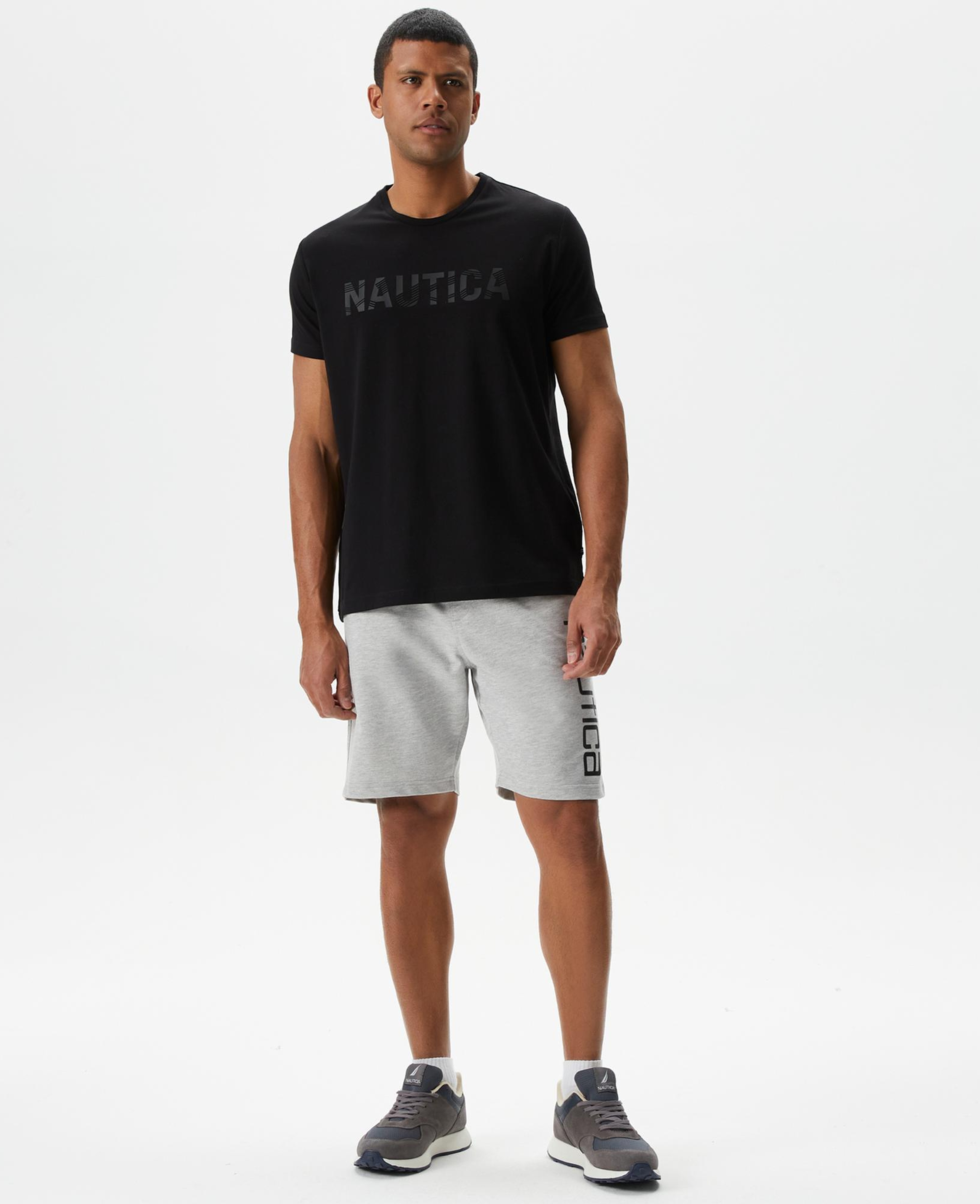 Nautica Erkek Gri Baskılı Standart Fit Şort