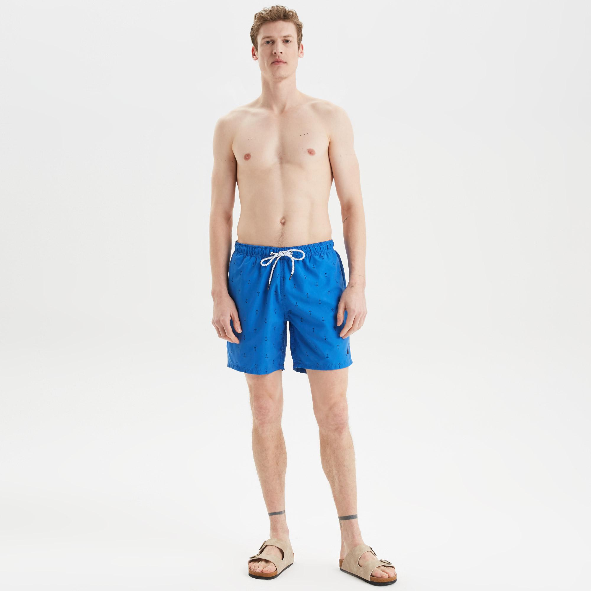 Nautica Erkek Mavi Desenli Deniz Şortu