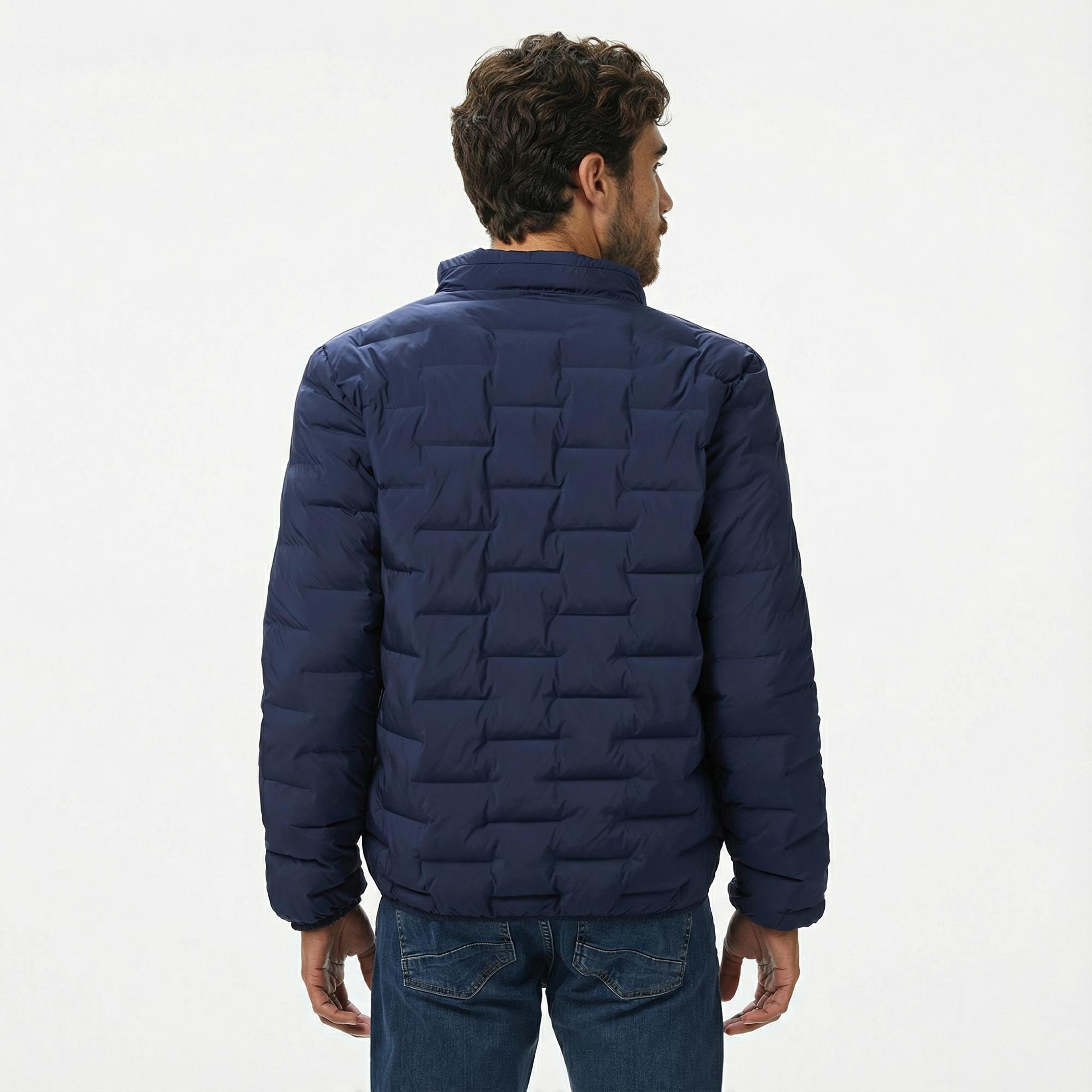 Nautica Erkek Lacivert Standart Fit Dik Yaka Mont