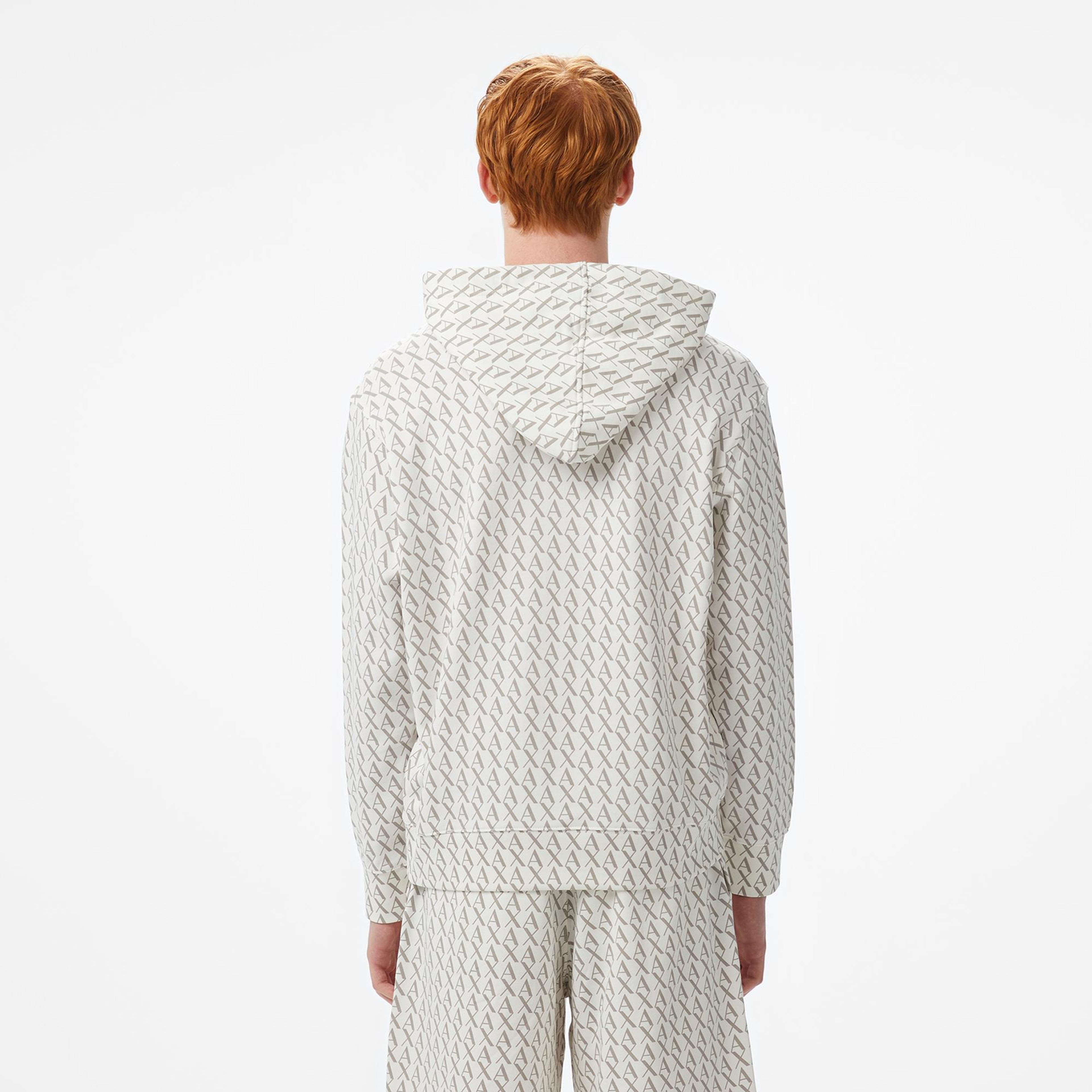 Armani Exchange Erkek Beyaz Kapüşonlu Sweatshirt