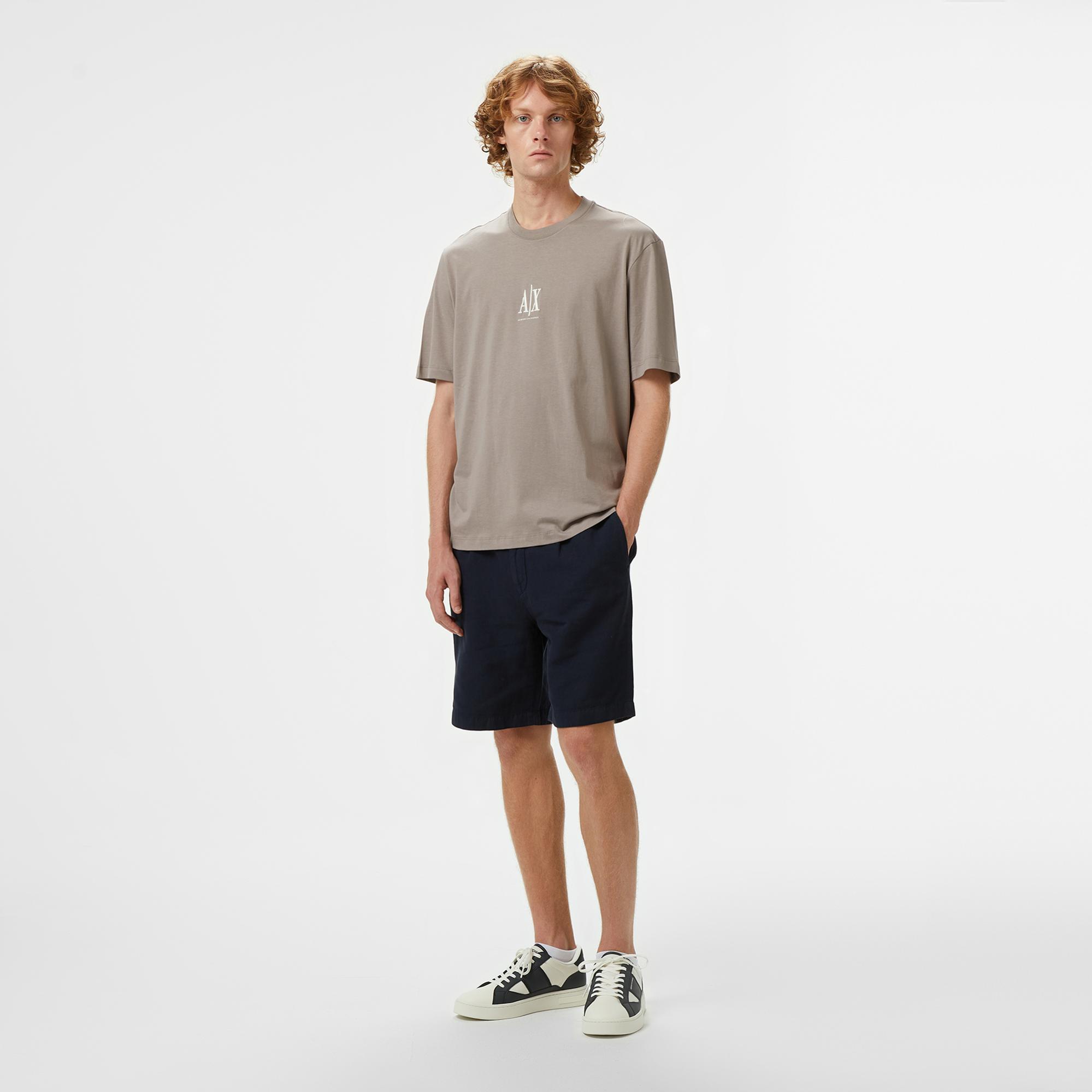 Armani Exchange Erkek Bej Bisiklet Yaka T-Shirt