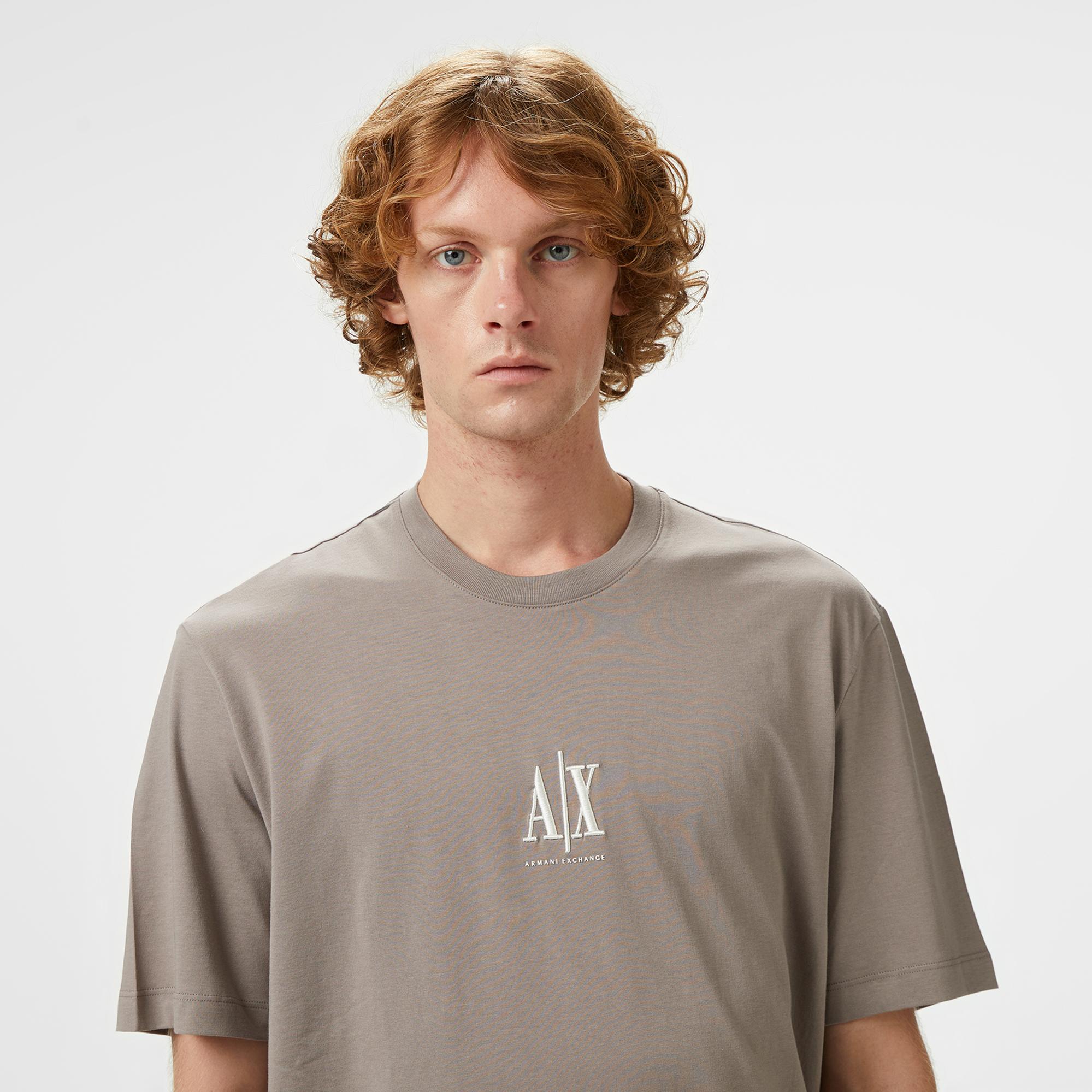 Armani Exchange Erkek Bej Bisiklet Yaka T-Shirt