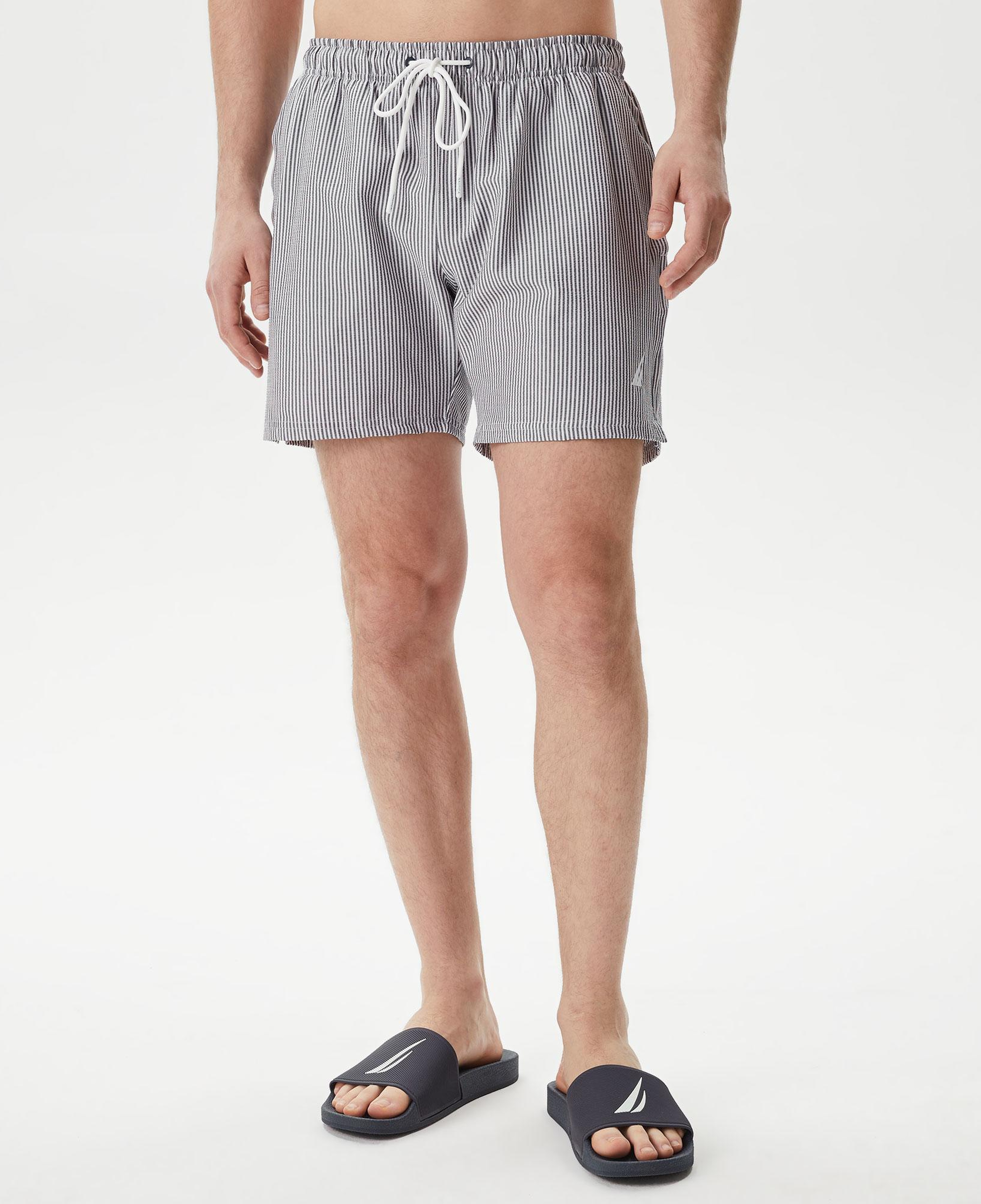 Nautica Erkek Lacivert Regular Fit Çizgili Deniz Şortu