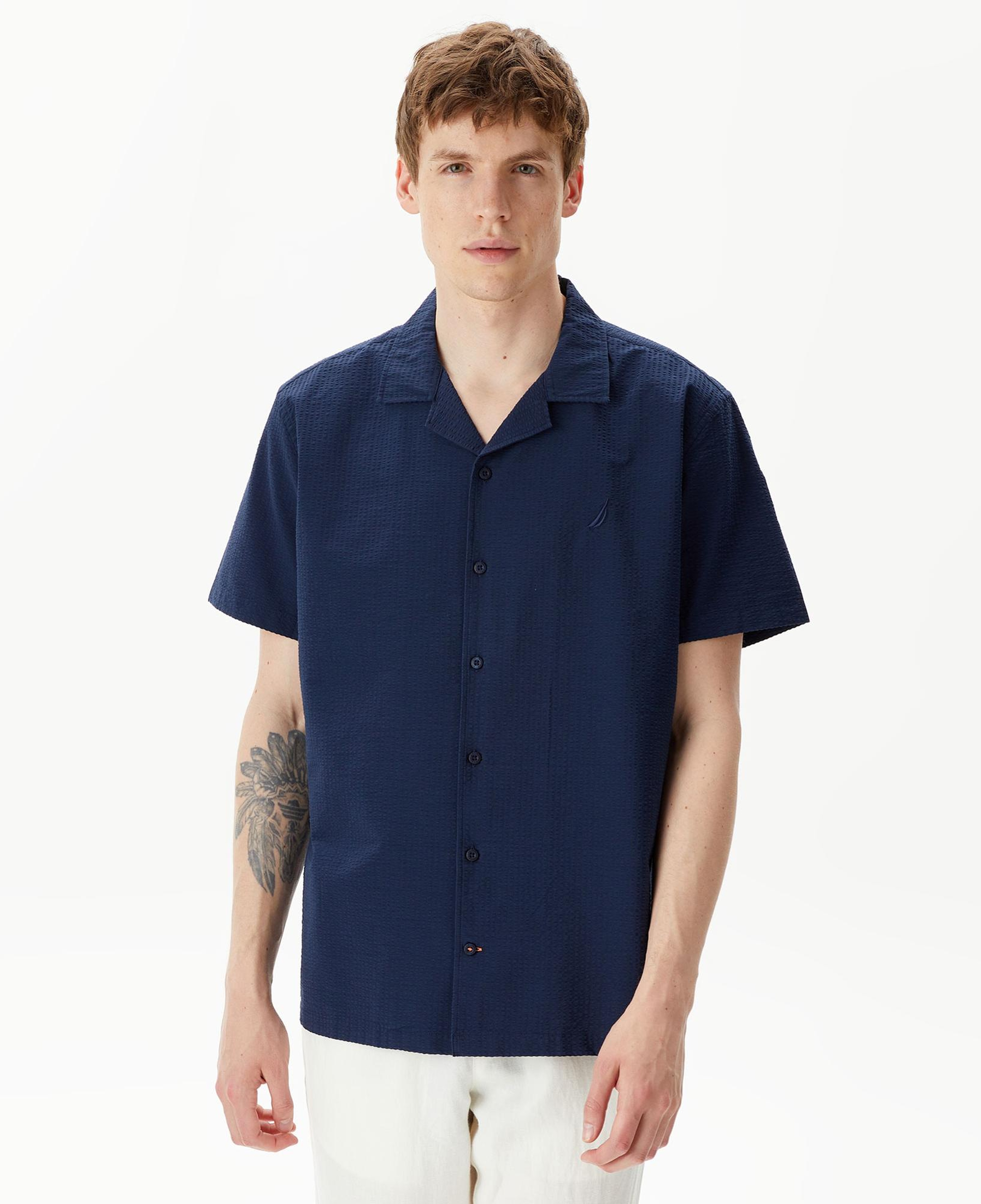 Nautica Erkek Lacivert Classic Fit Kısa Kollu Gömlek