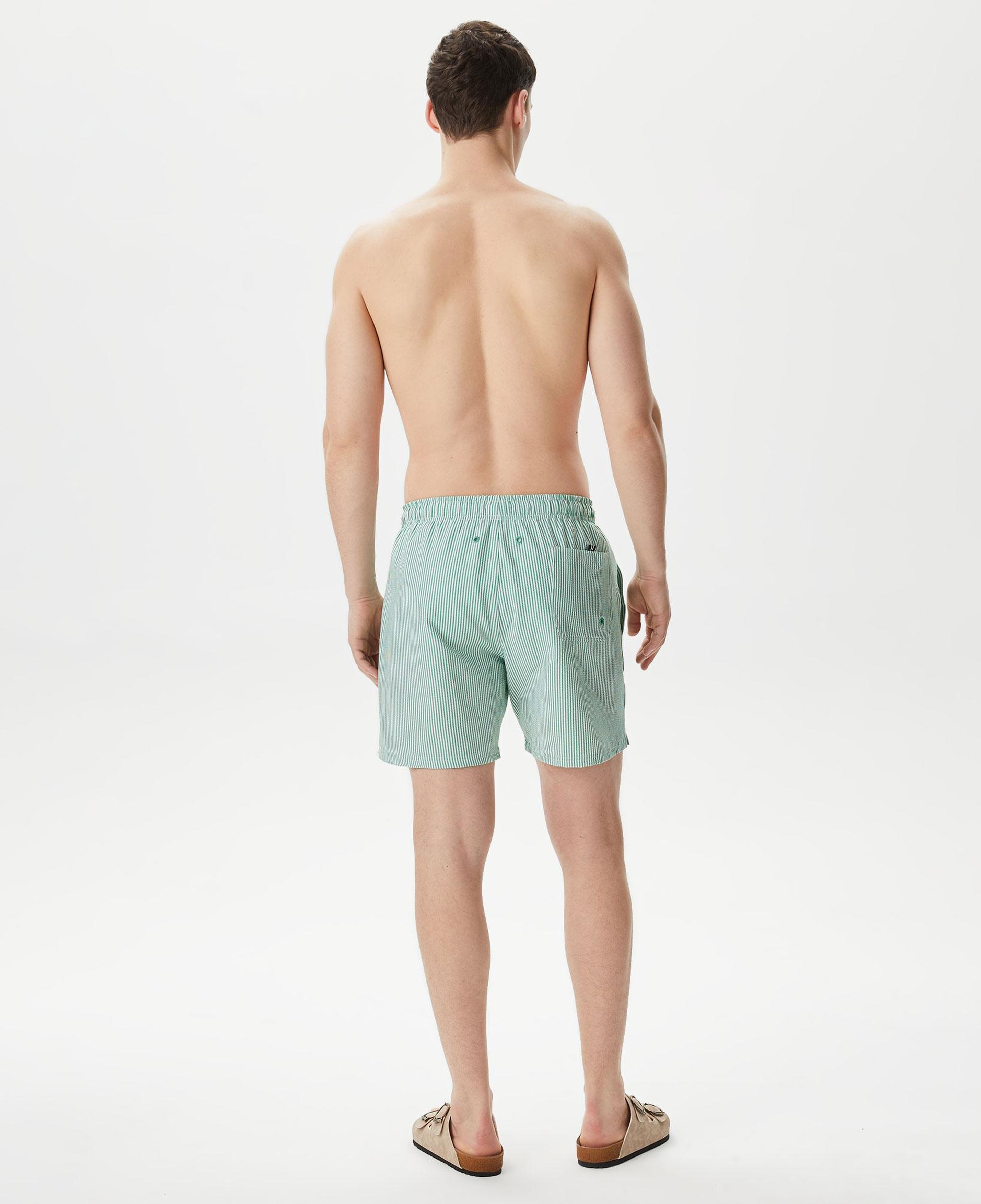 Nautica Erkek Yeşil Regular Fit Çizgili Deniz Şortu
