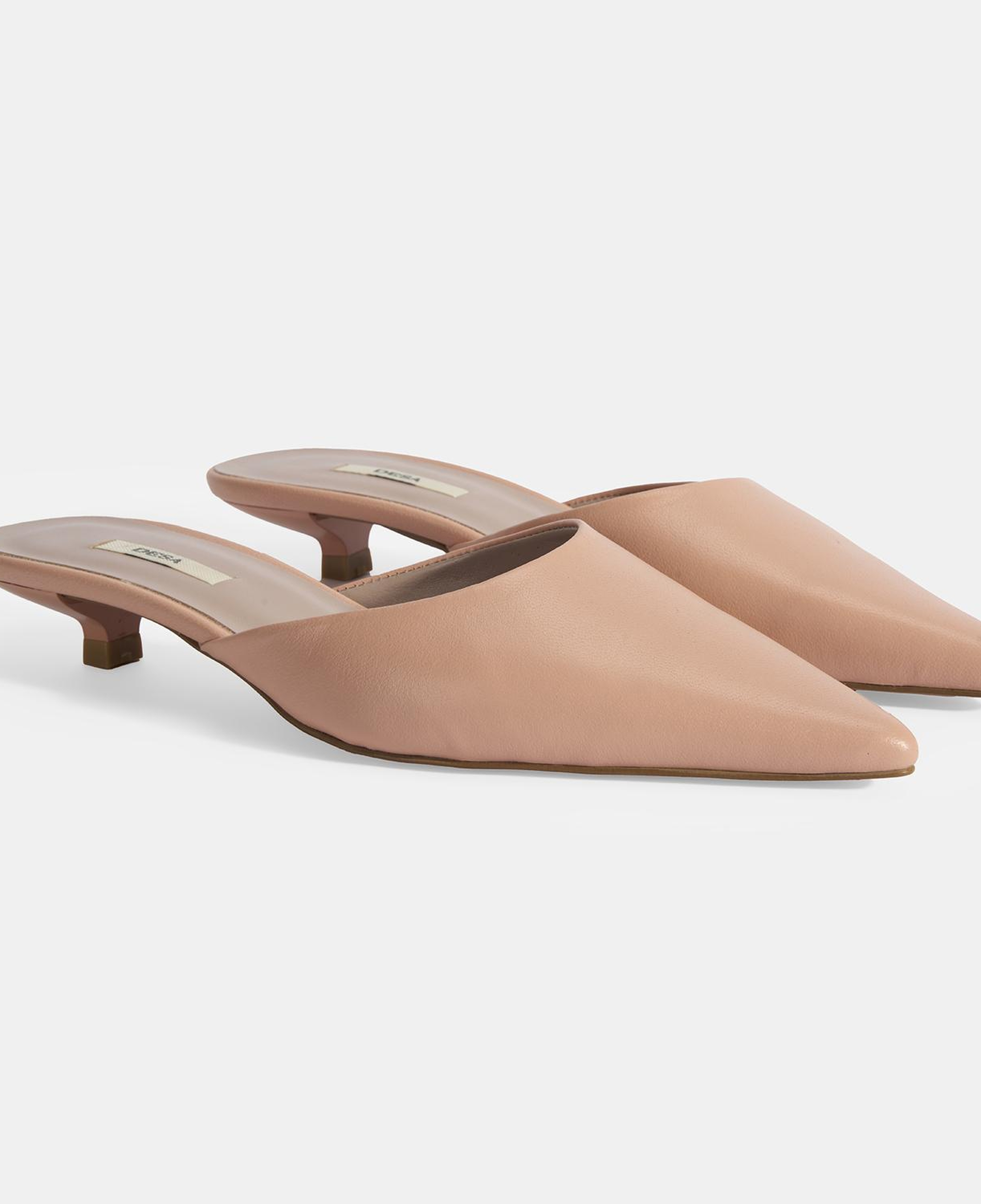 Kadın Pudra Topuklu Deri Terlik