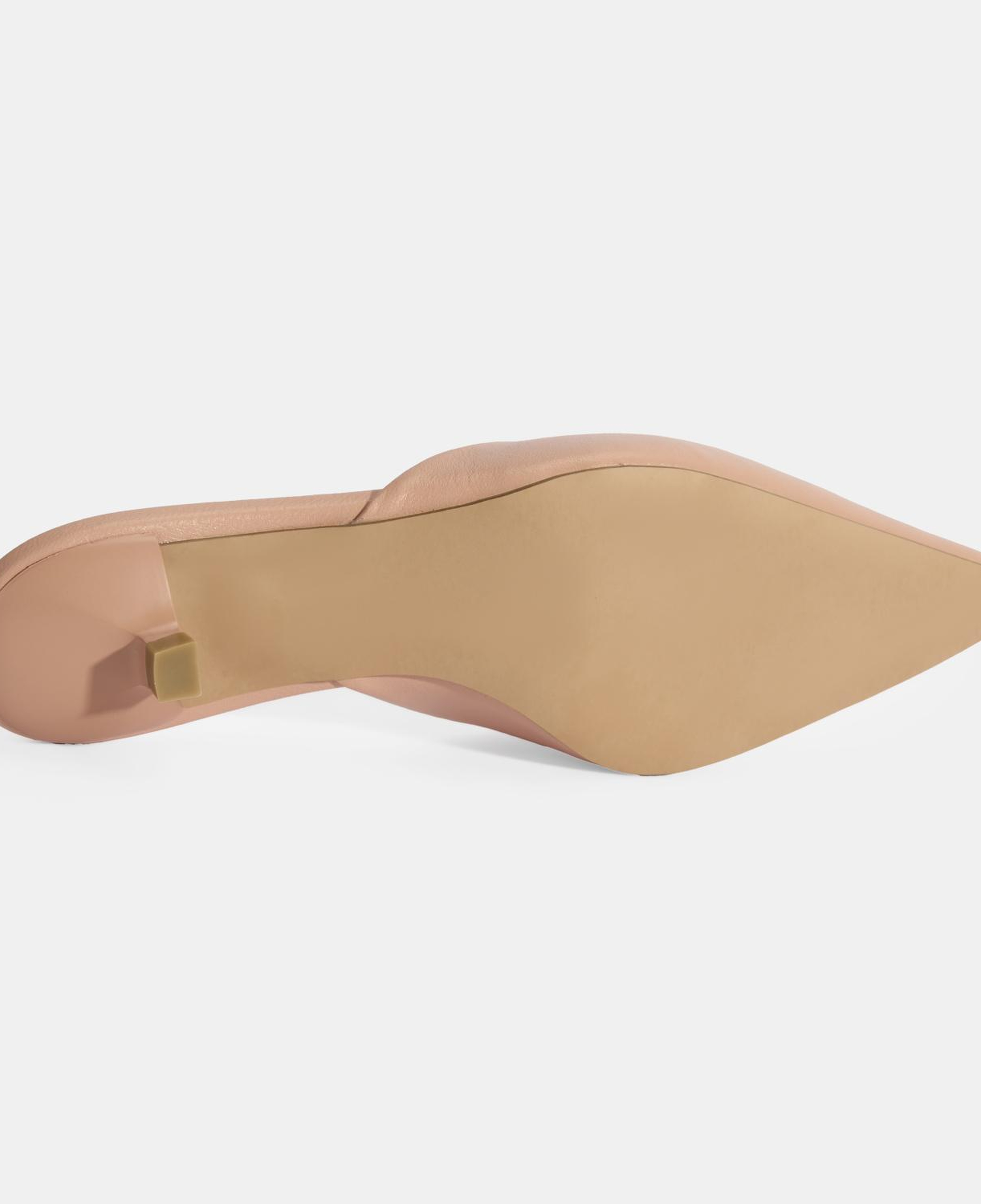 Kadın Pudra Topuklu Deri Terlik