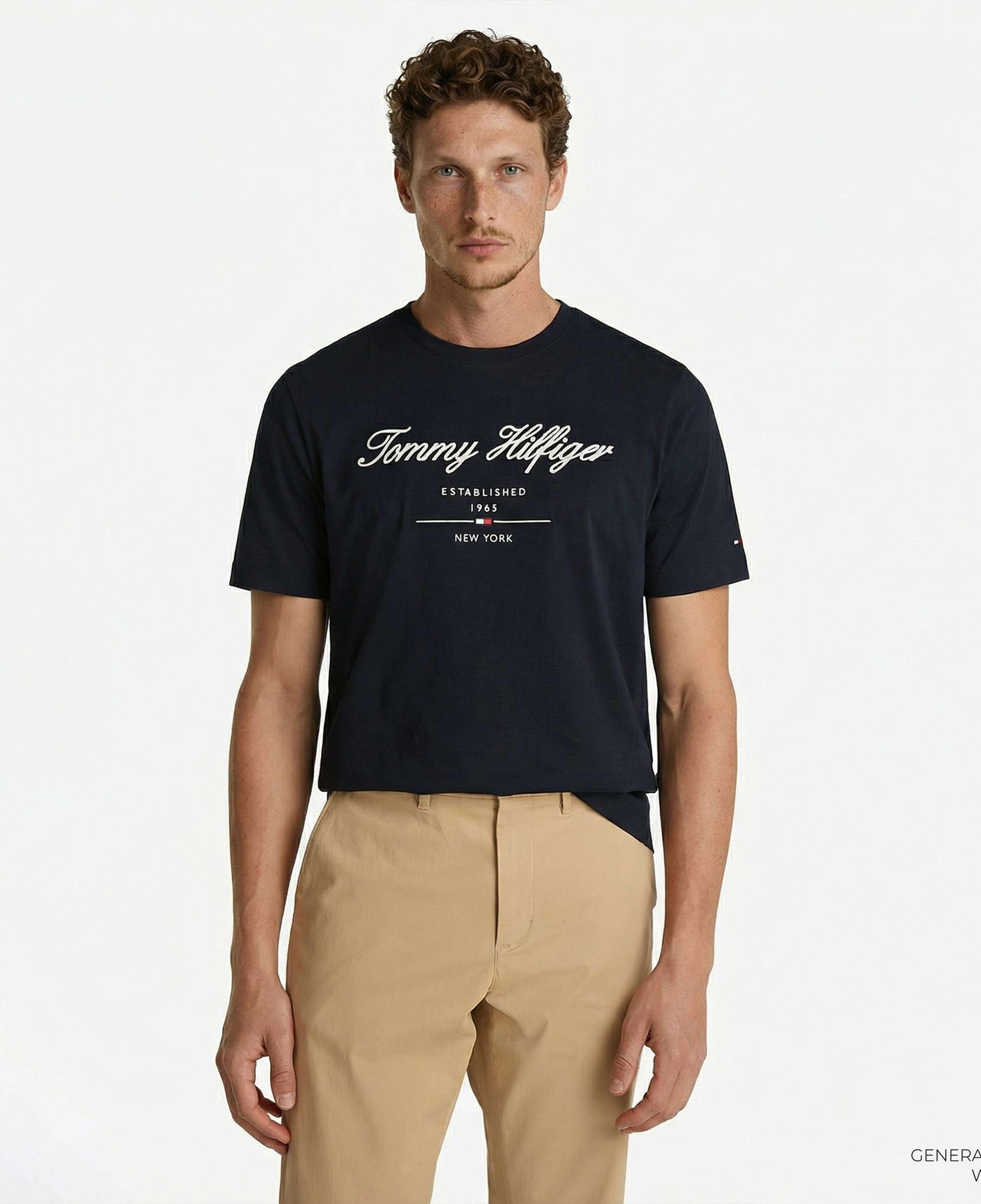 Tommy Hilfiger Script Logo Erkek Lacivert T-Shirt