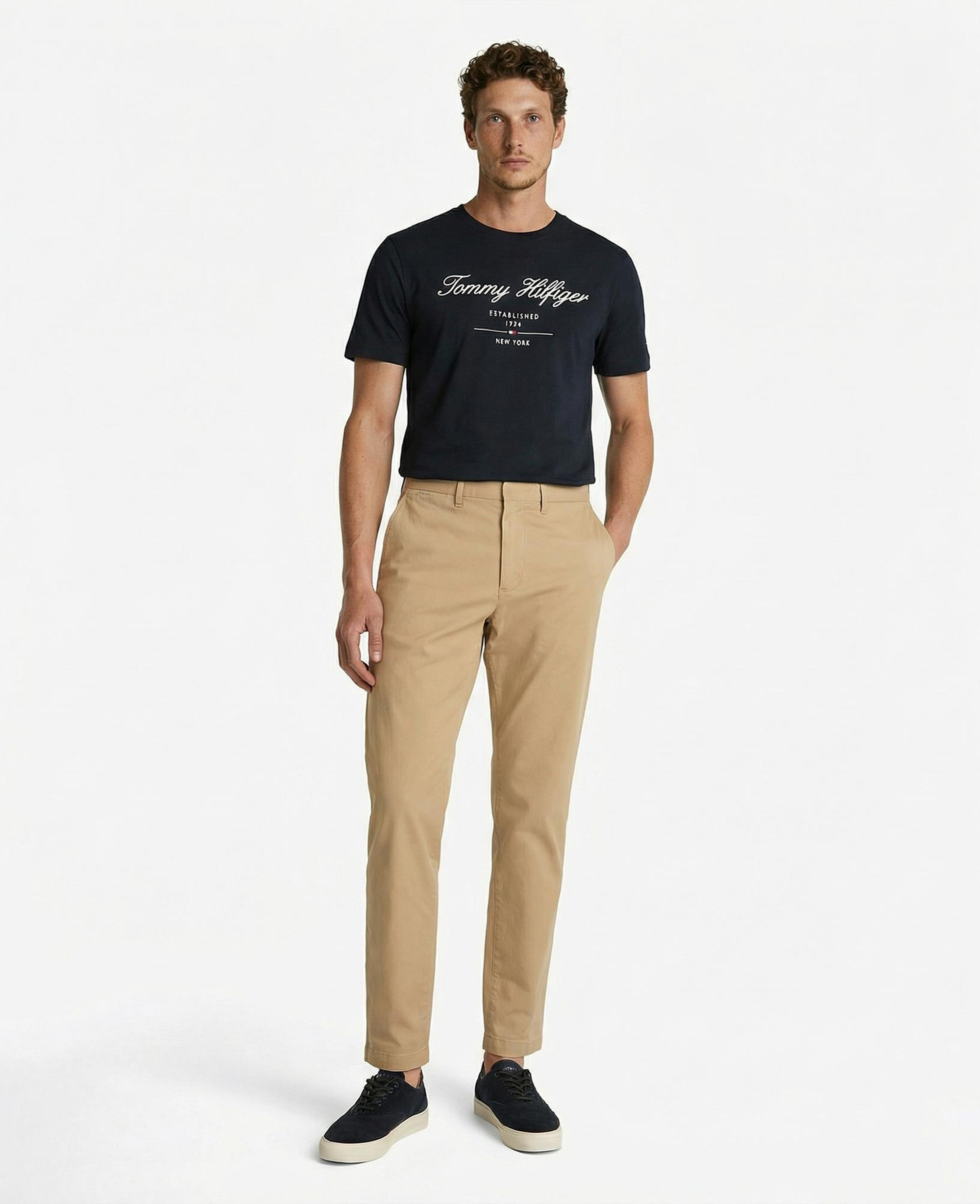 Tommy Hilfiger Script Logo Erkek Lacivert T-Shirt