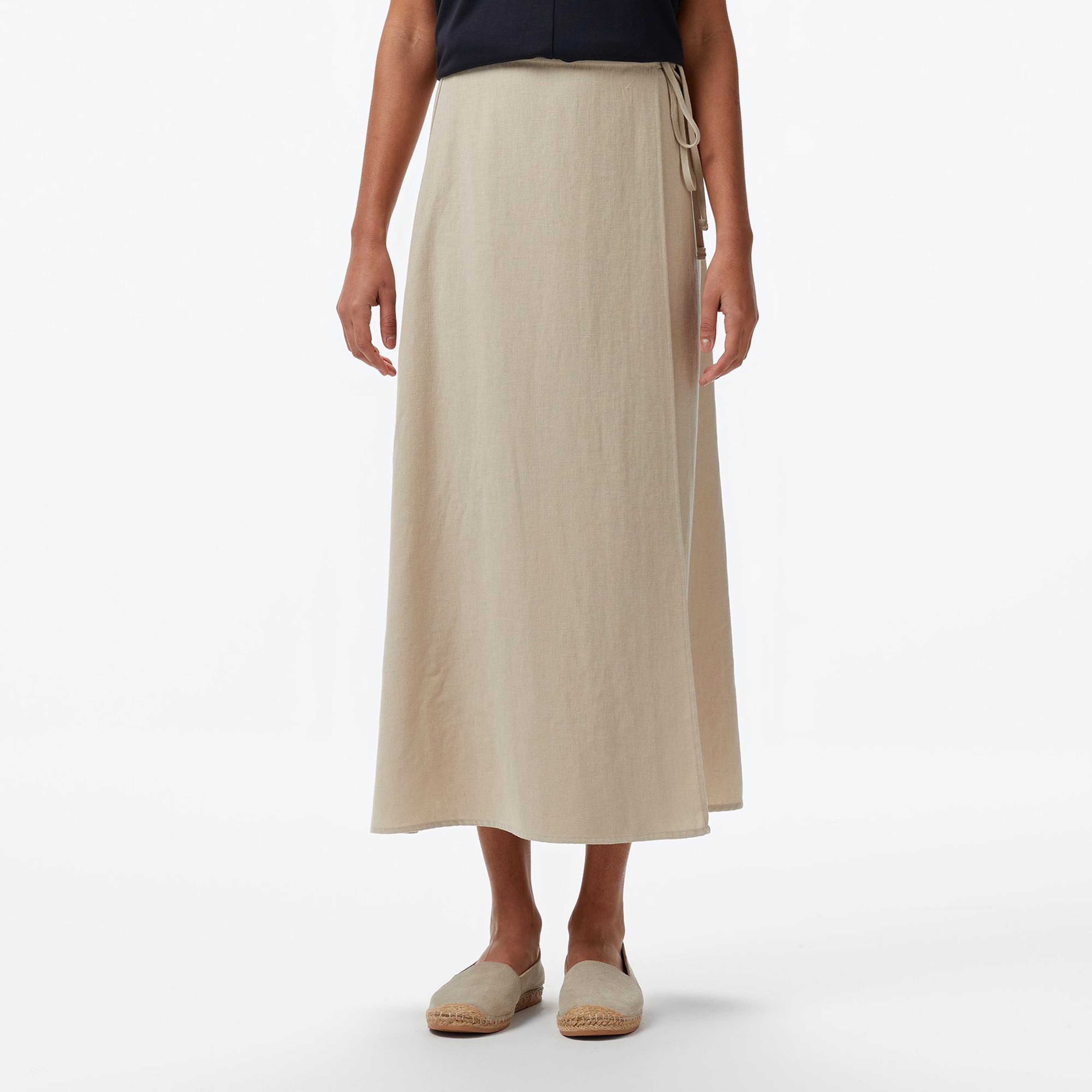 Nautica Kadın Bej Regular Fit Keten Karışımlı Etek
