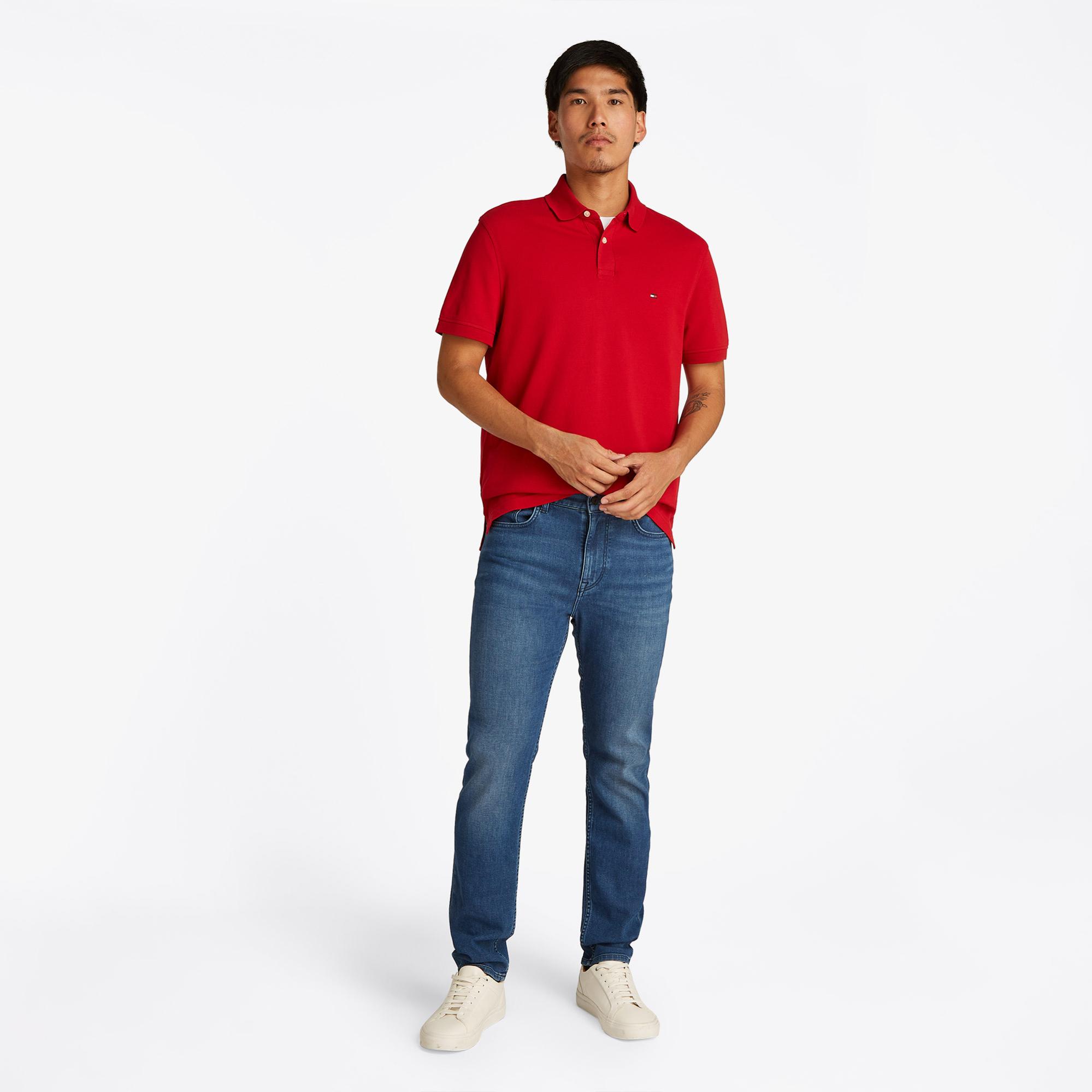 Tommy Hilfiger Nos Erkek Kırmızı Polo Yaka T-Shirt