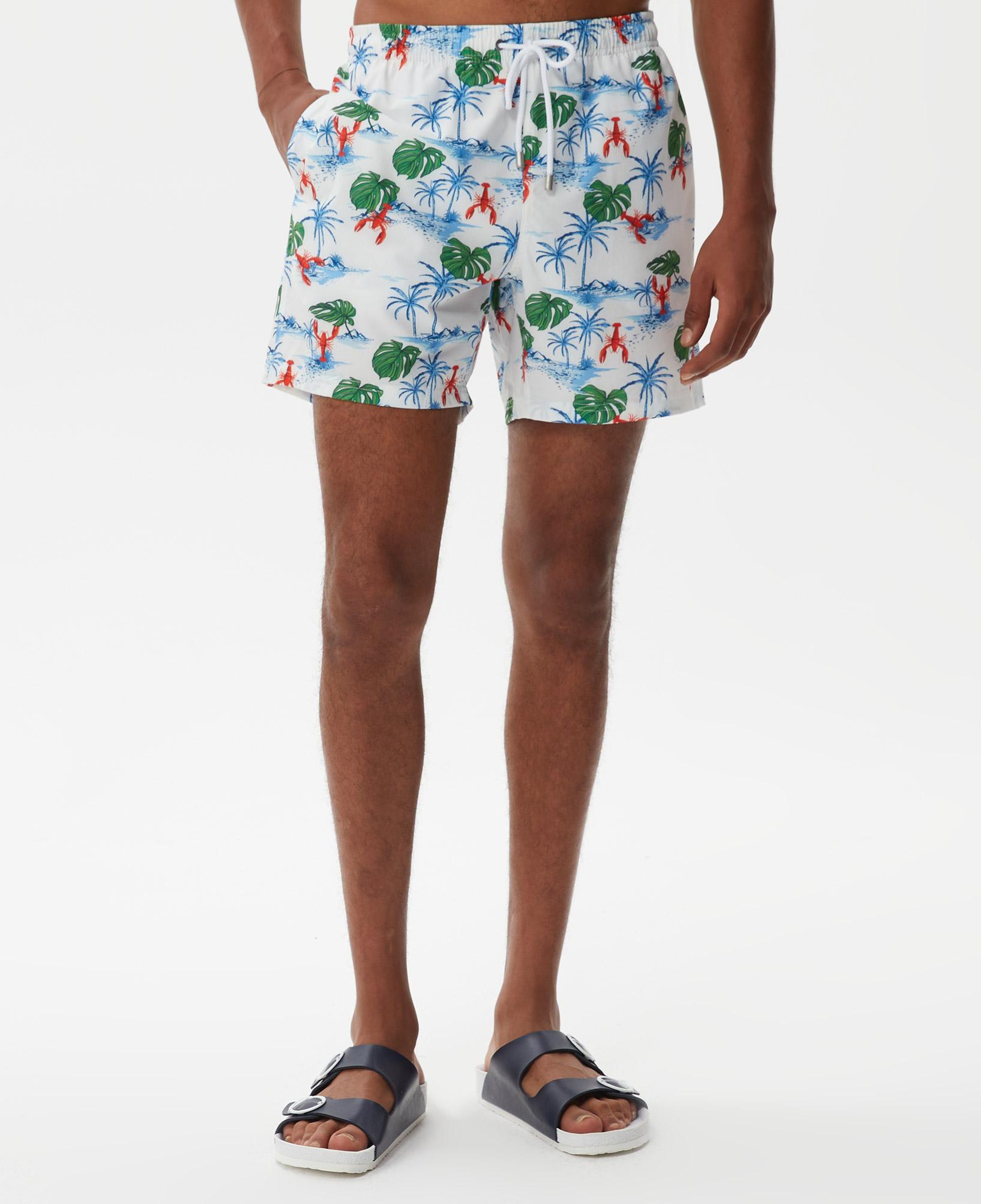 Nautica Erkek Beyaz Baskılı Deniz Şortu