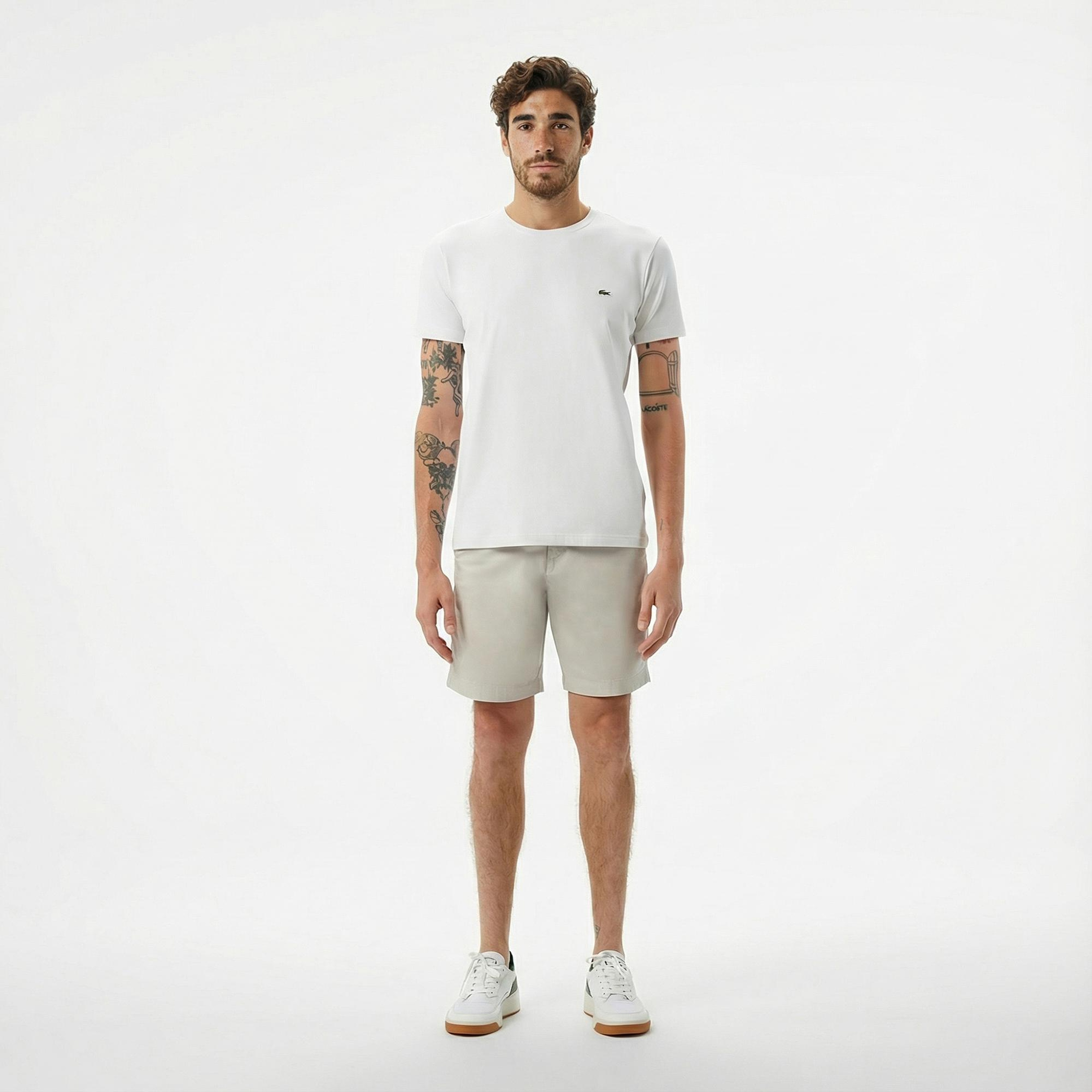 Lacoste Erkek Slim Fit Bisiklet Yaka Beyaz T-Shirt