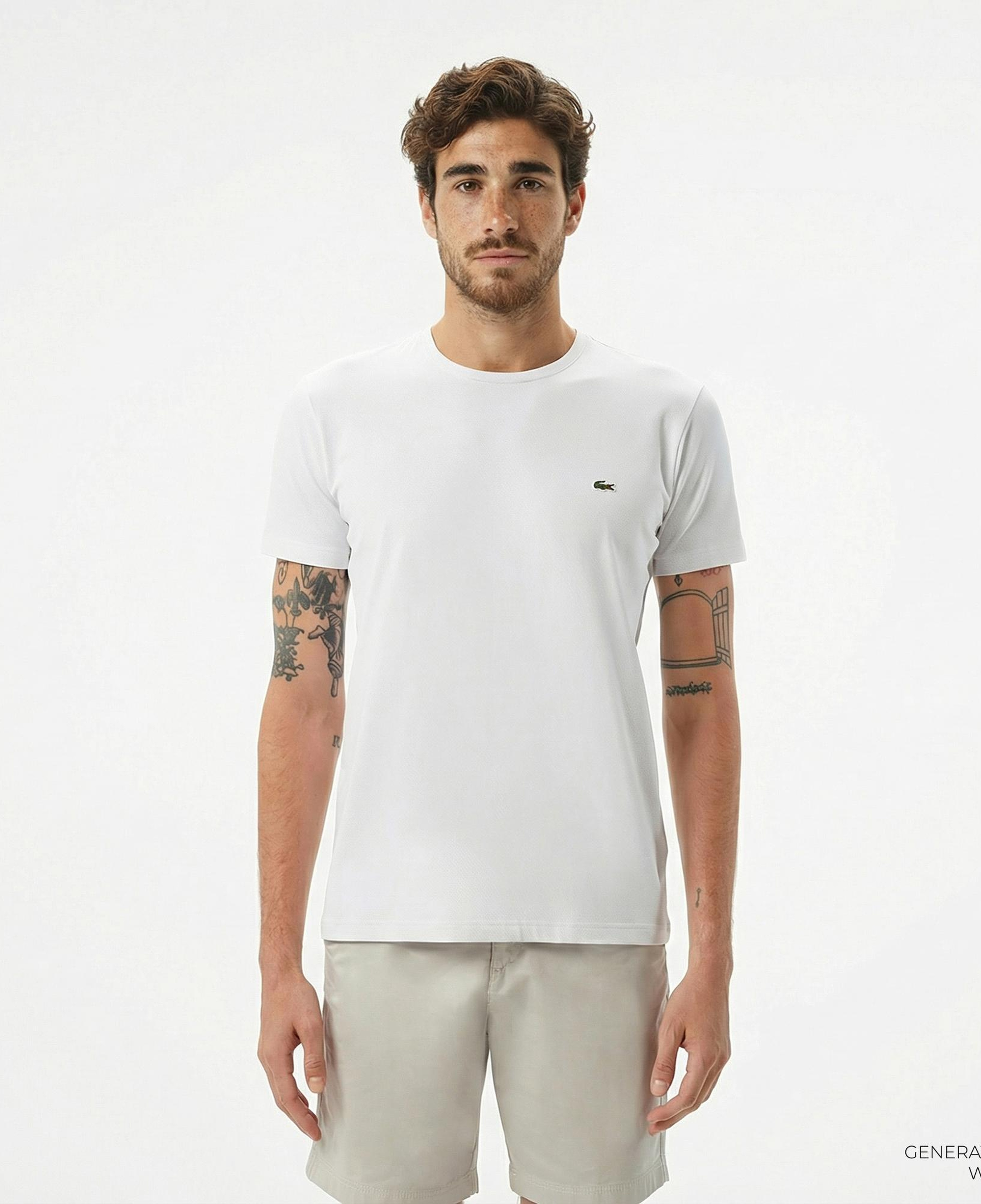 Lacoste Erkek Slim Fit Bisiklet Yaka Beyaz T-Shirt