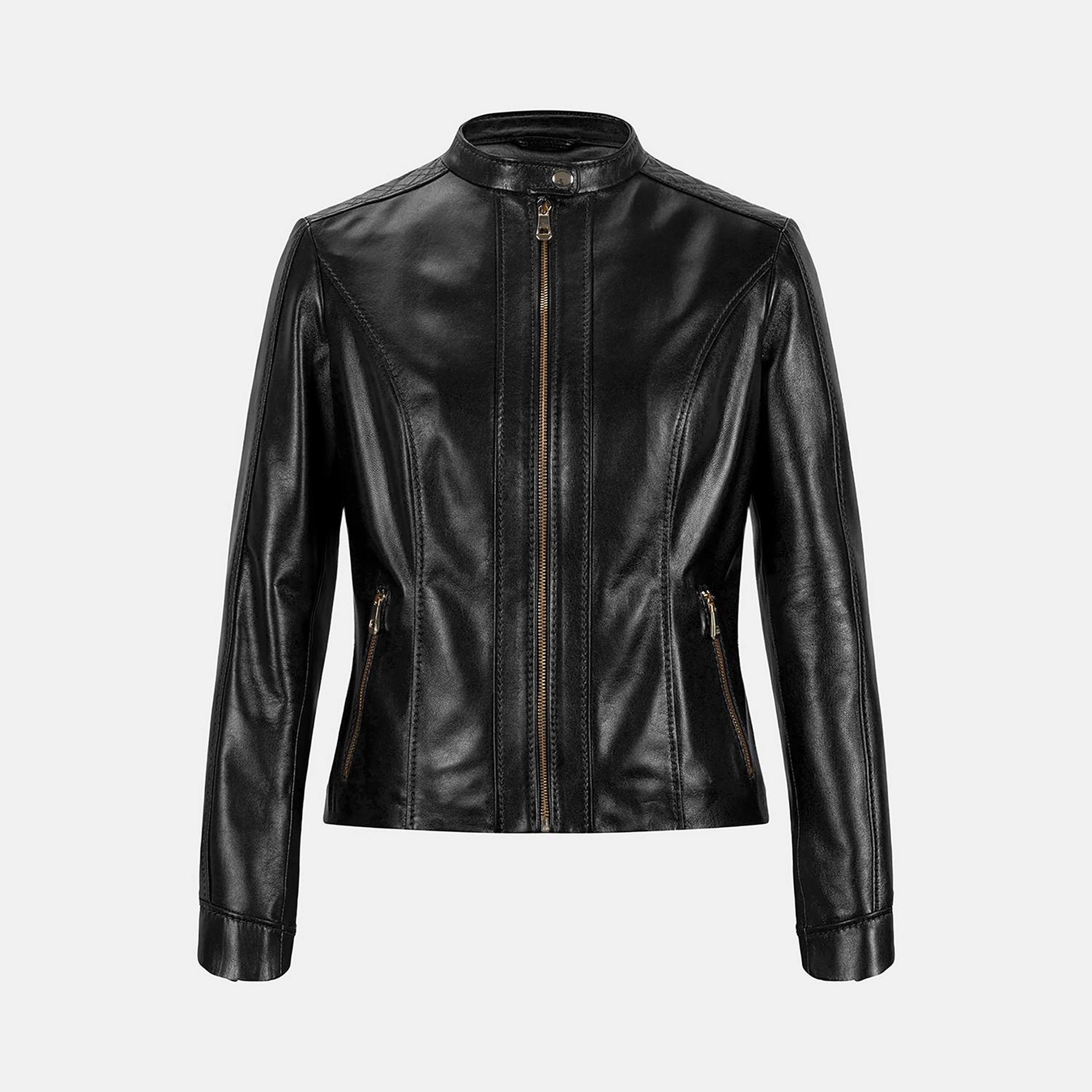 DESA Kadın Siyah Hakim Yakalı Fit Deri Ceket