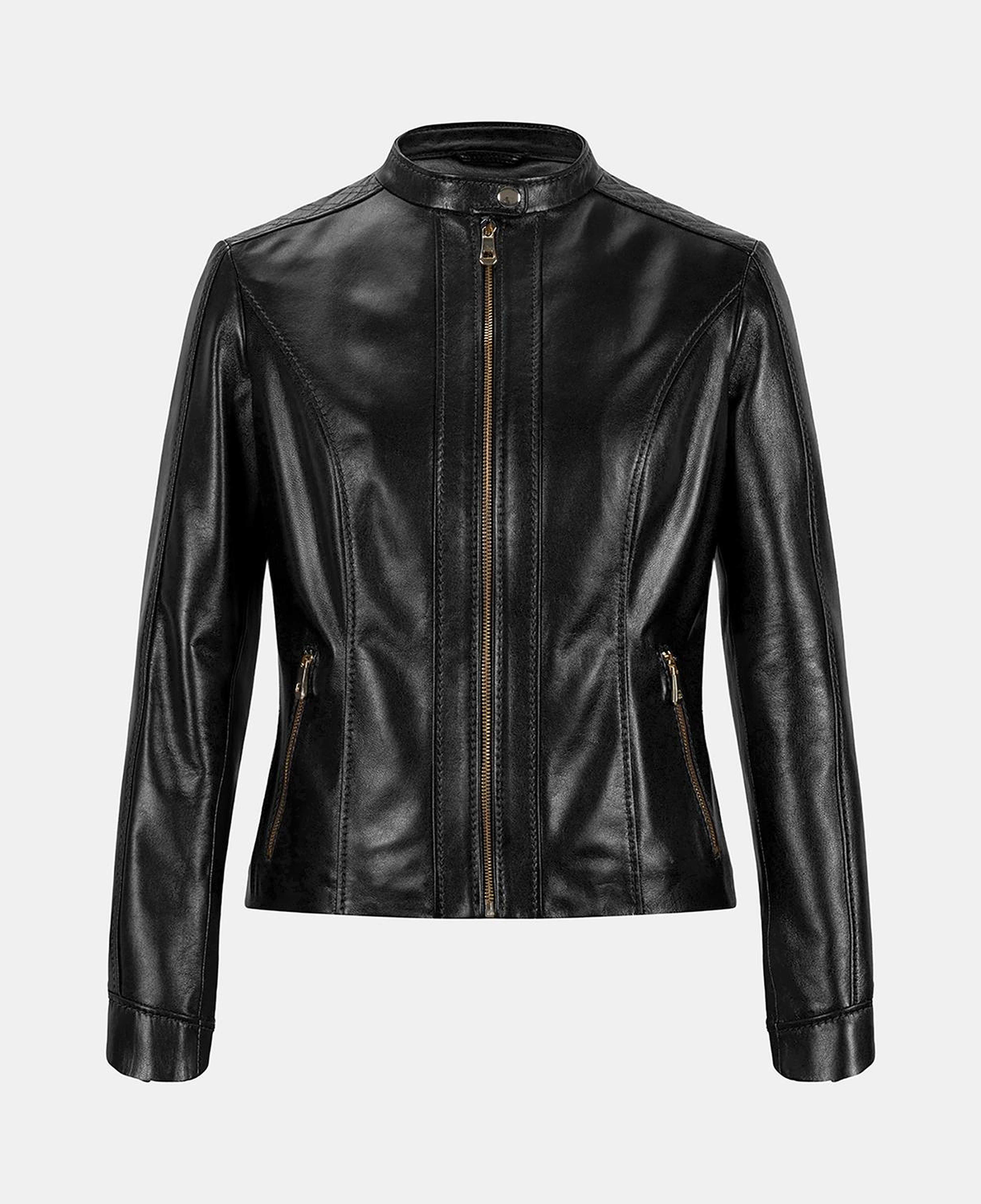 DESA Kadın Siyah Hakim Yakalı Fit Deri Ceket