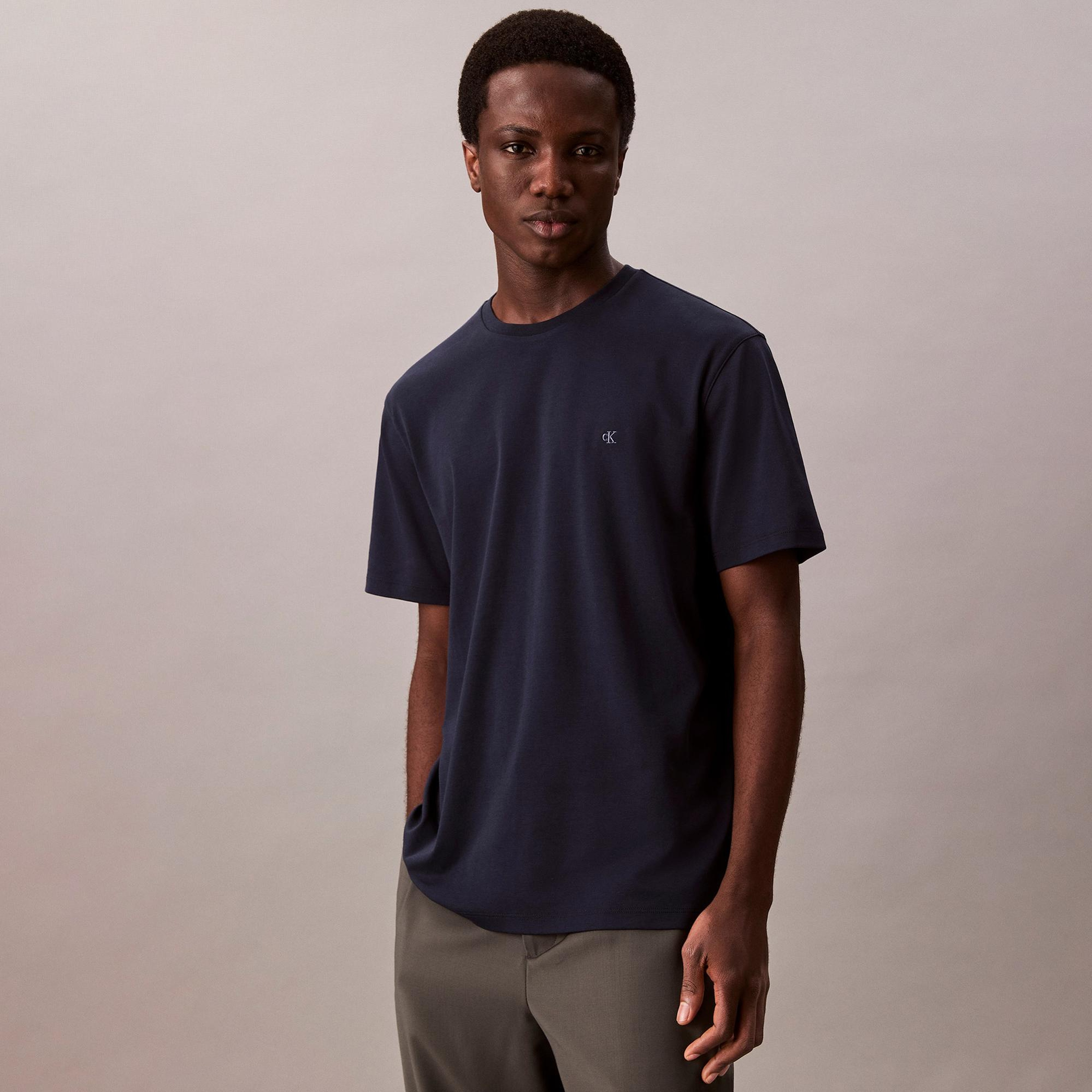 Calvin Klein Supima Chest Erkek Lacivert T-Shirt