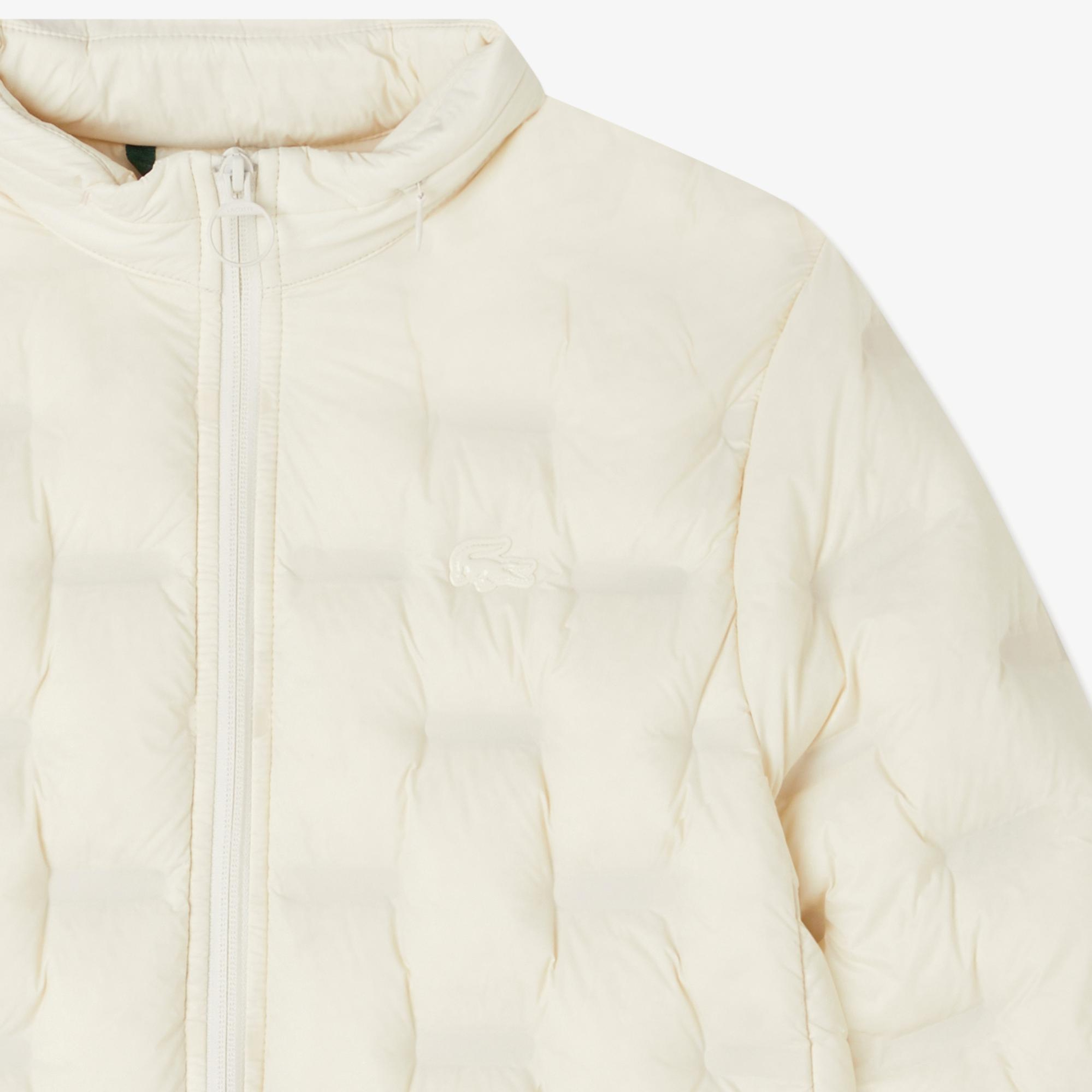 Lacoste Kadın Regular Fit Kapüşonlu Kapitone Beyaz Mont