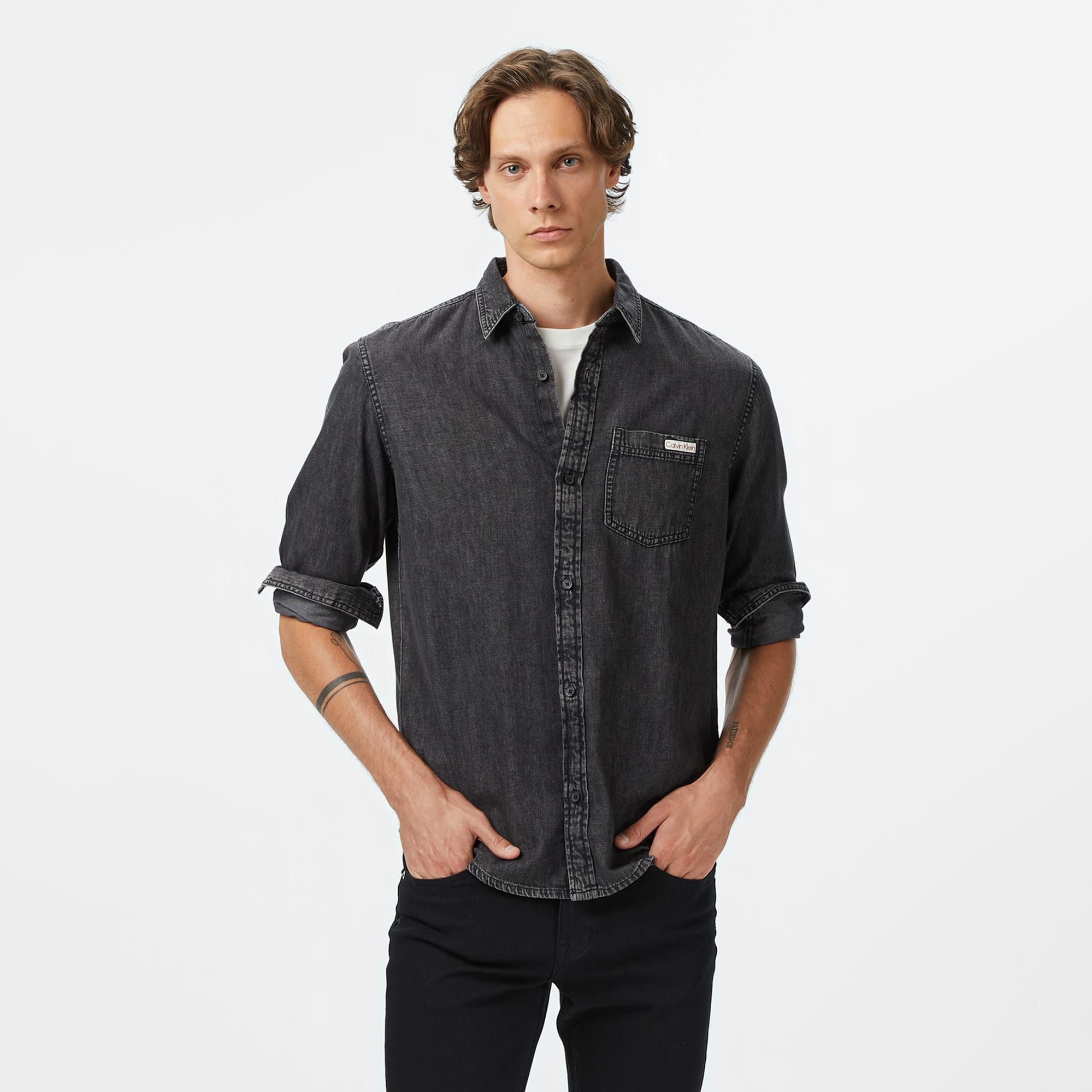 Calvin Klein Casual Classic Vail Denim Erkek Füme Gömlek