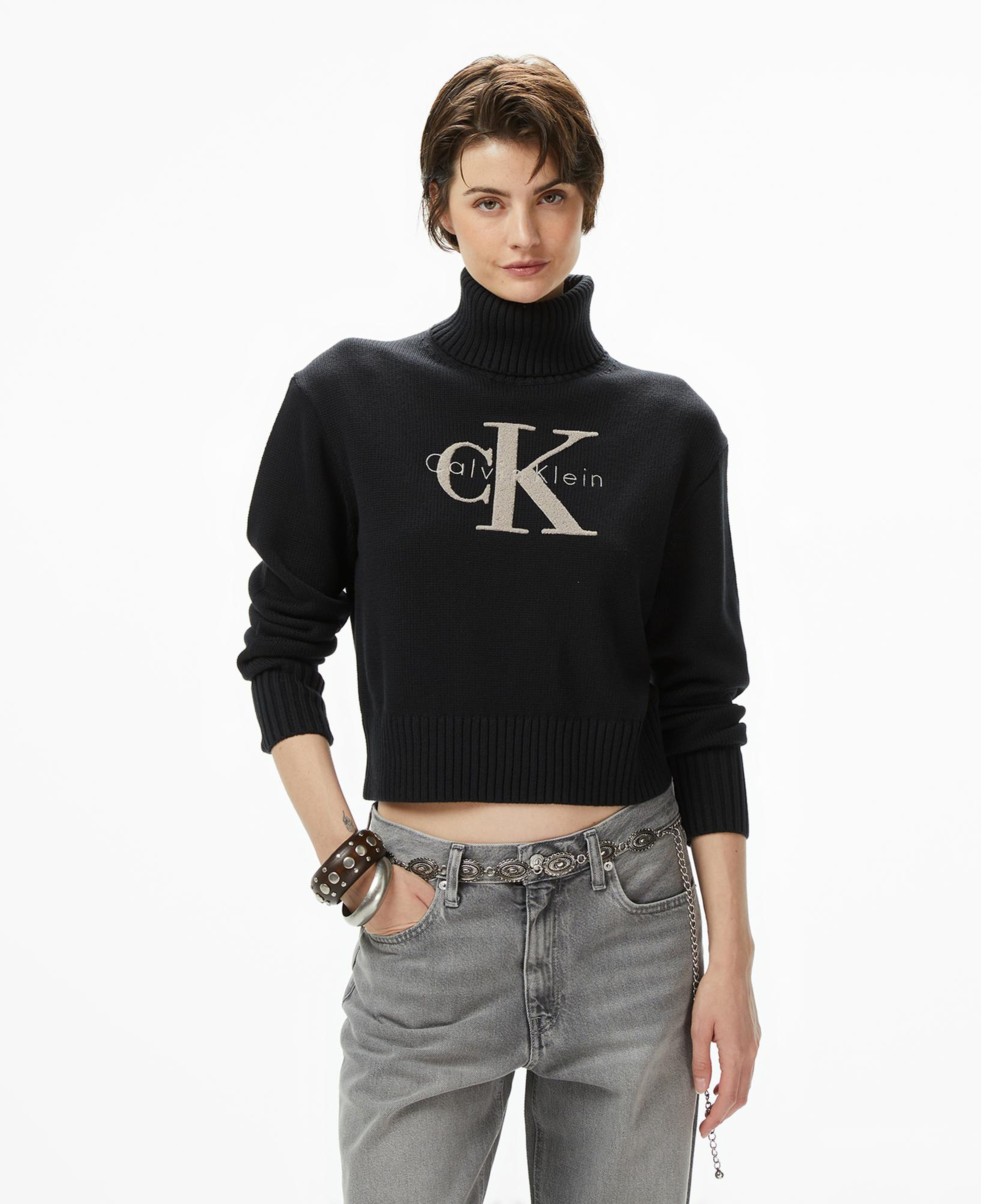 Calvin Klein Chenille Monologo Kadın Siyah Kazak