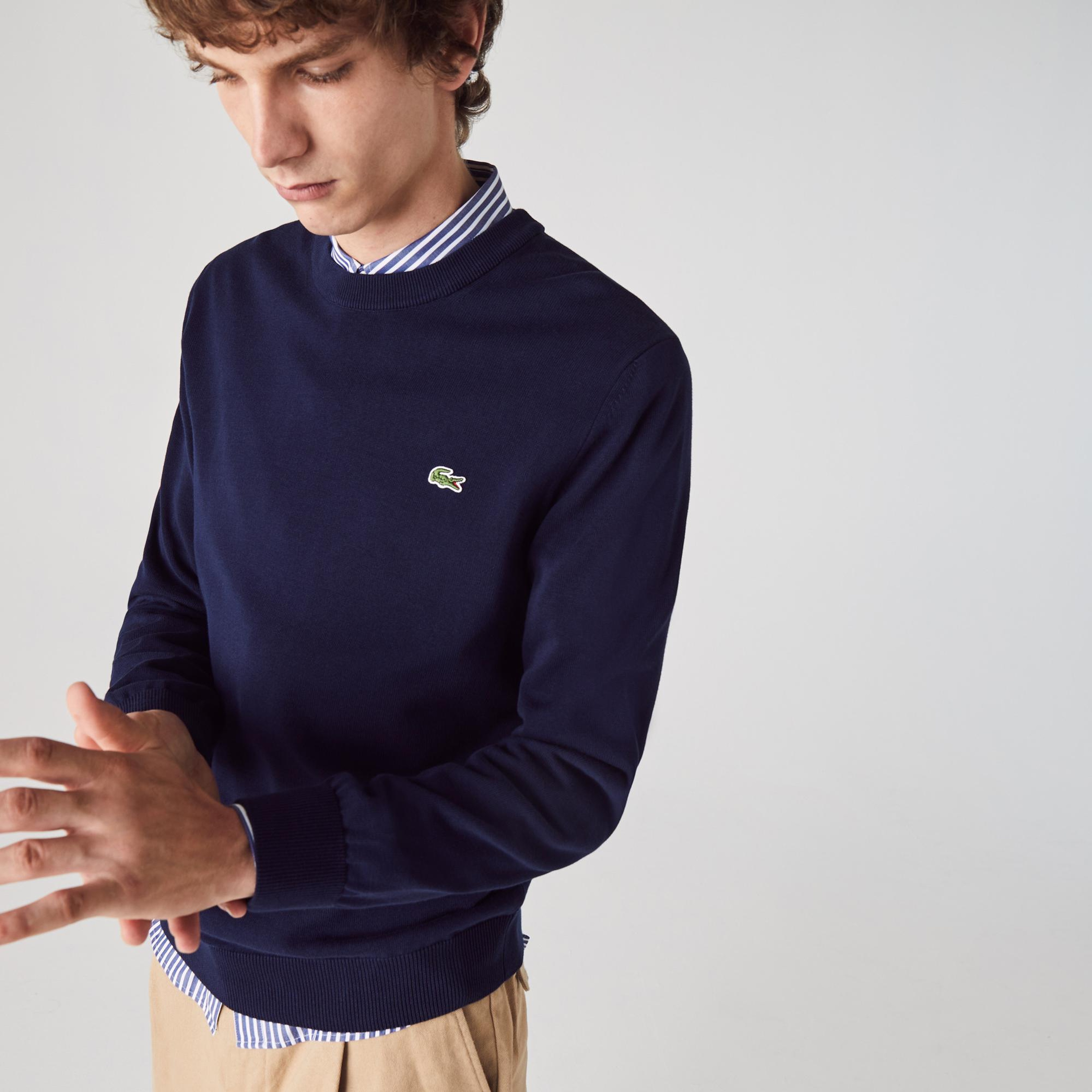 Lacoste Erkek Regular Fit Bisiklet Yaka Lacivert Kazak