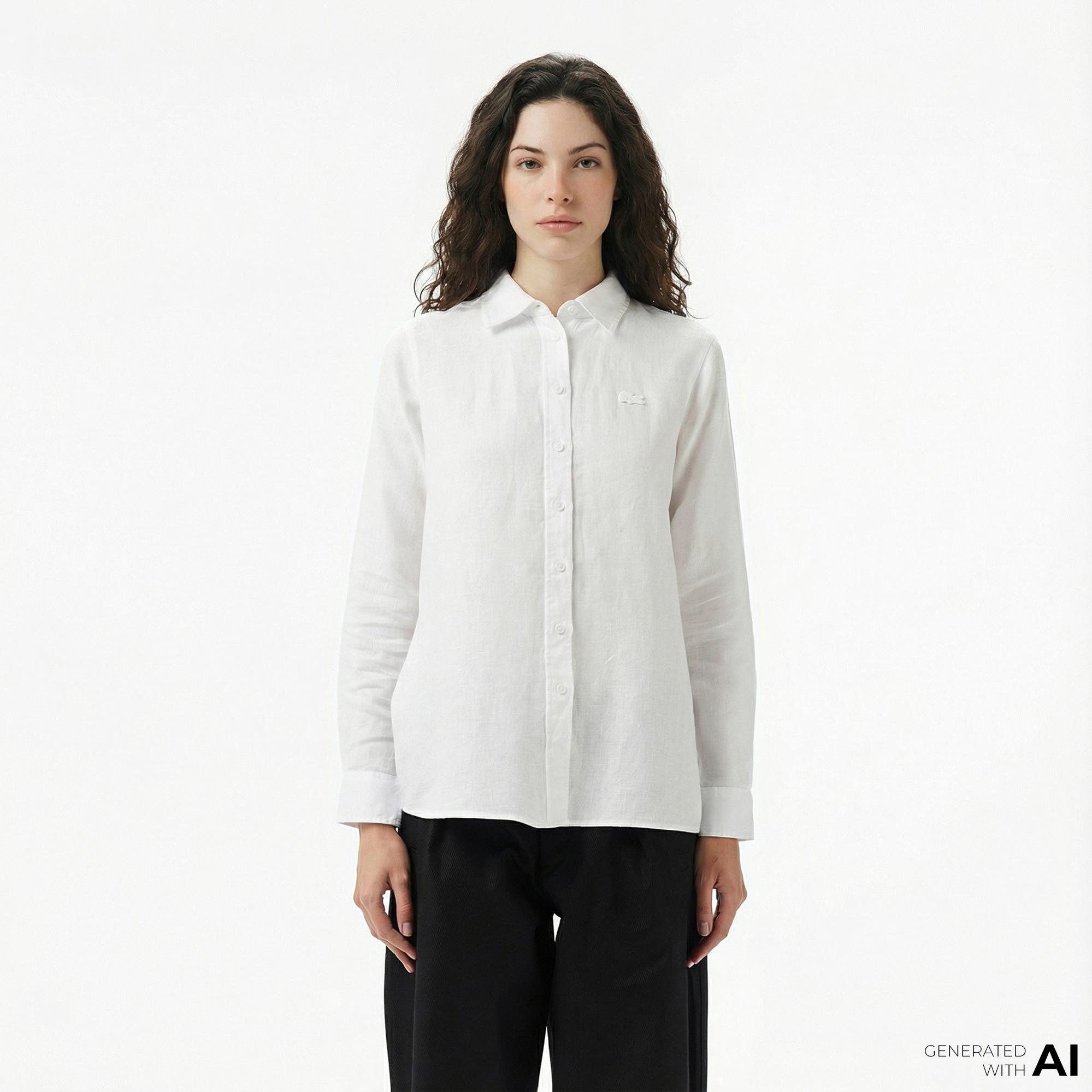 Lacoste Kadın Relaxed Fit Beyaz Gömlek