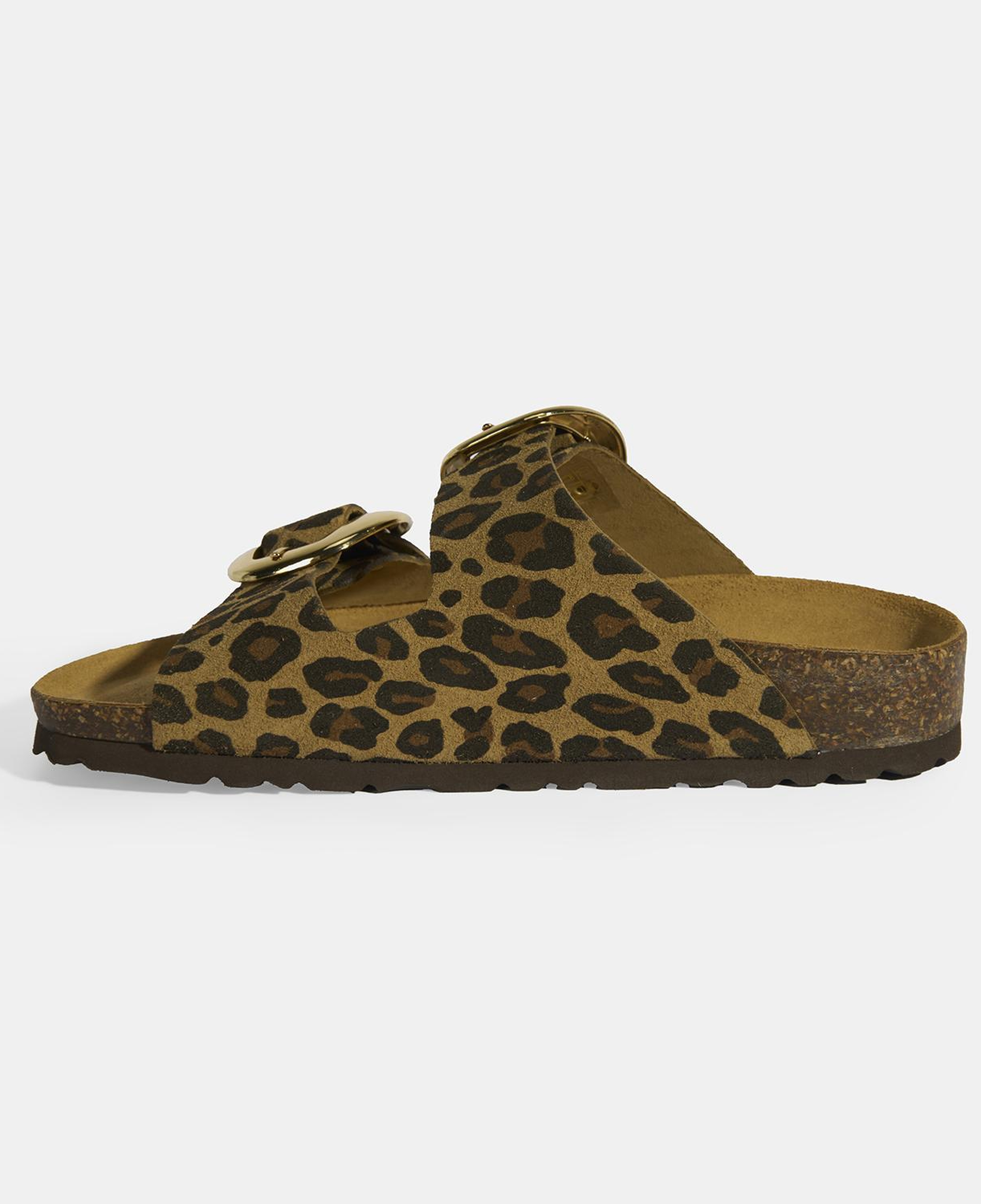 Leopar Kadın Toka Detaylı Süet Terlik