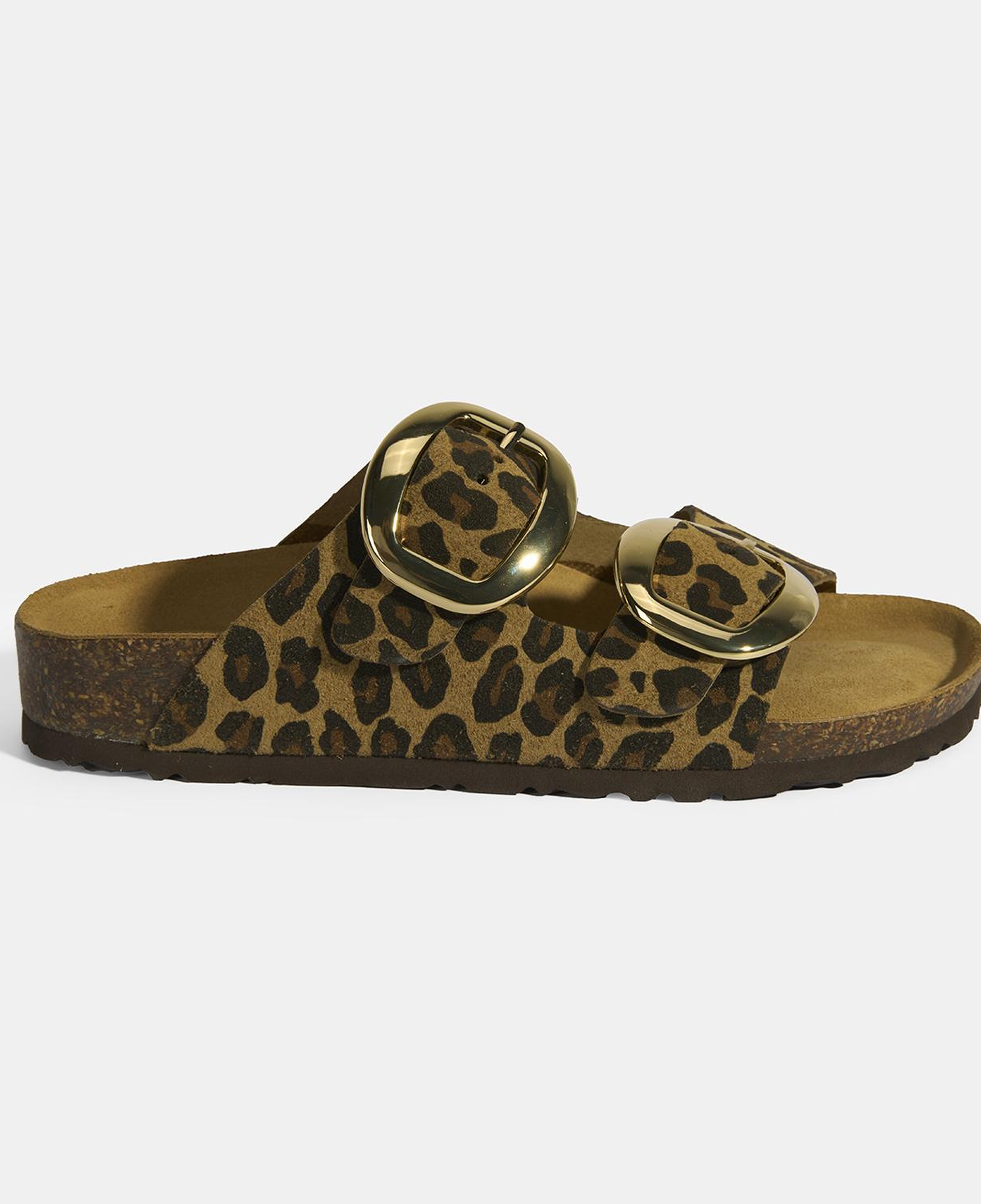 Leopar Kadın Toka Detaylı Süet Terlik