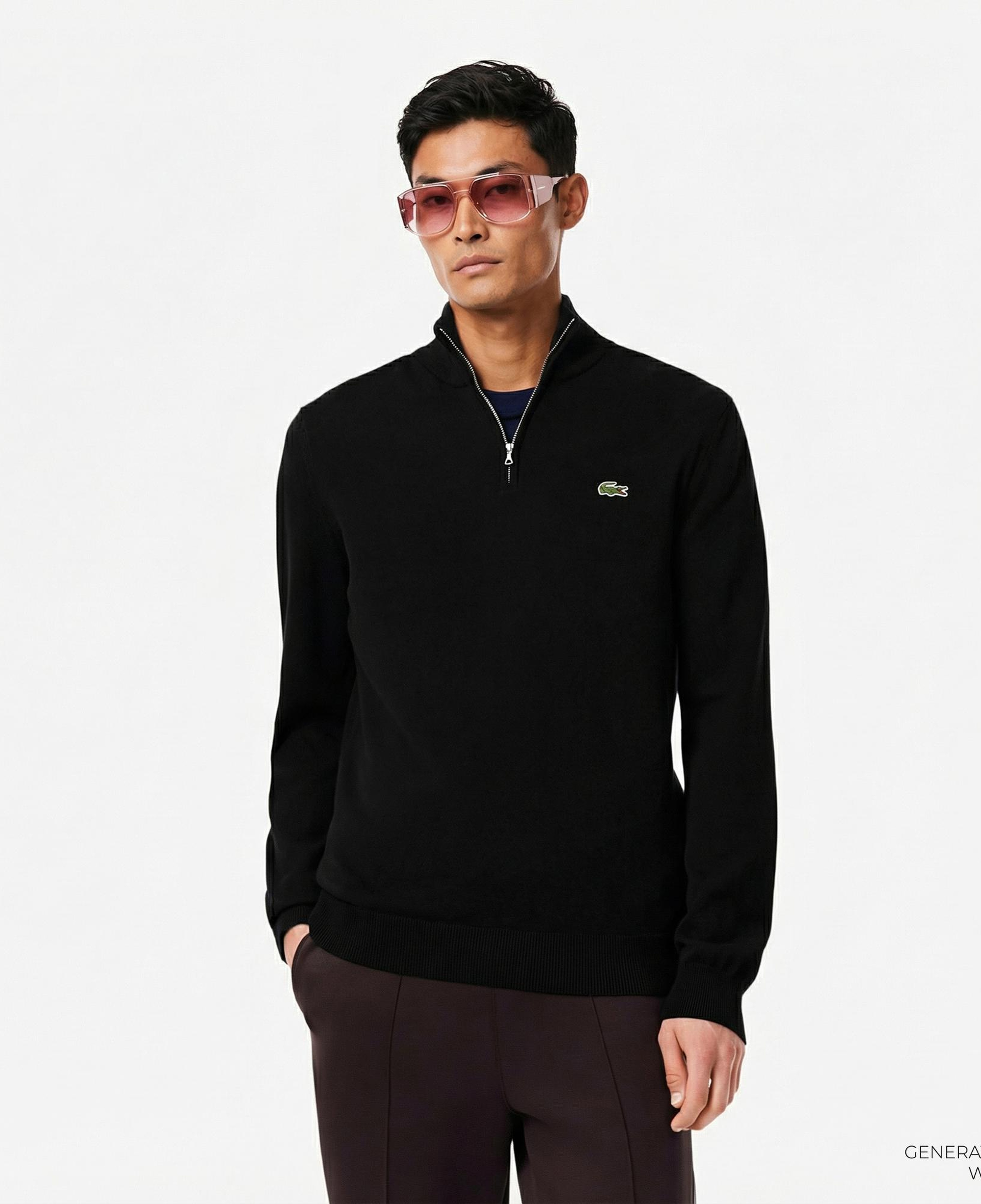 Lacoste Erkek Regular Fit Yarım Fermuarlı Lacivert Kazak