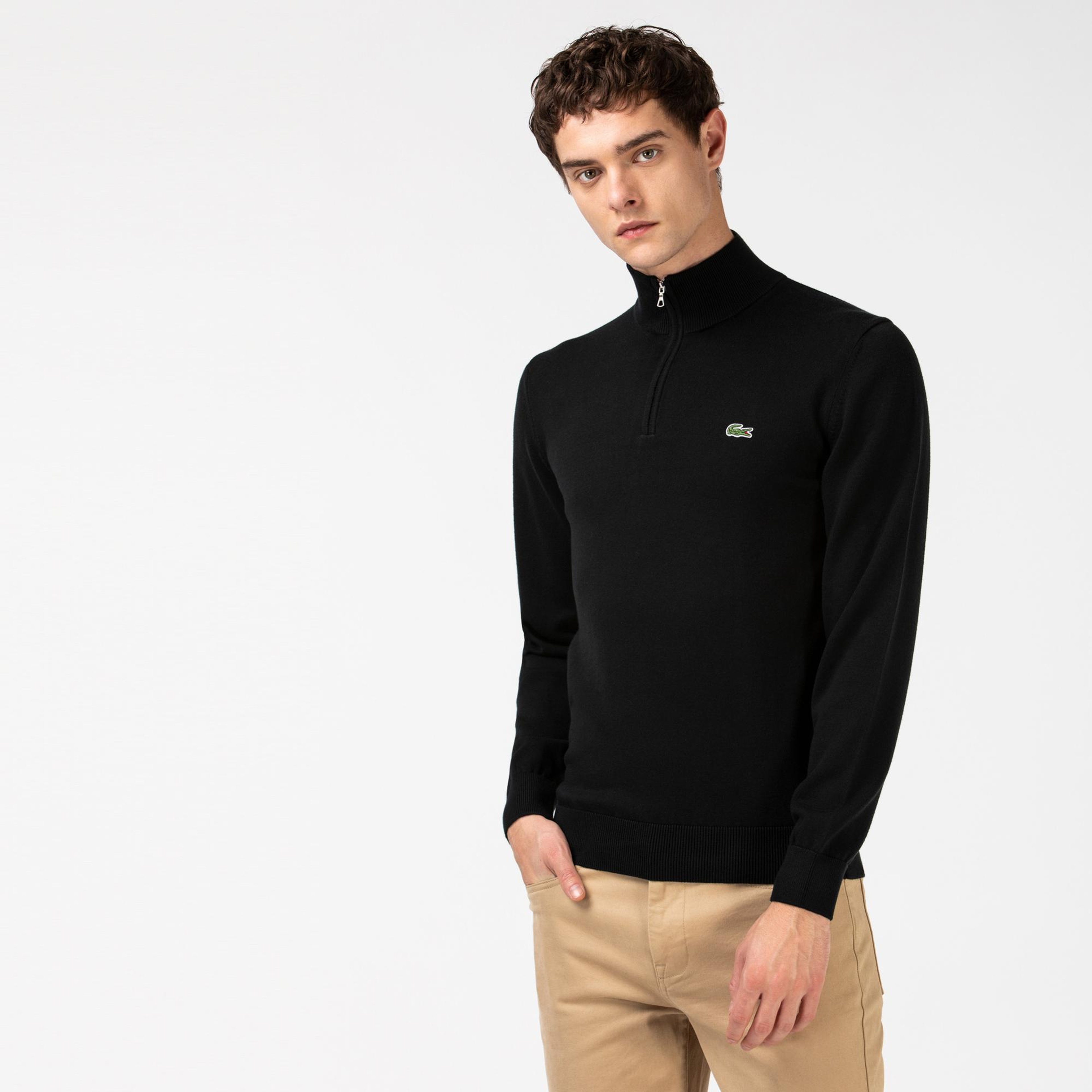 Lacoste Erkek Regular Fit Yarım Fermuarlı Lacivert Kazak