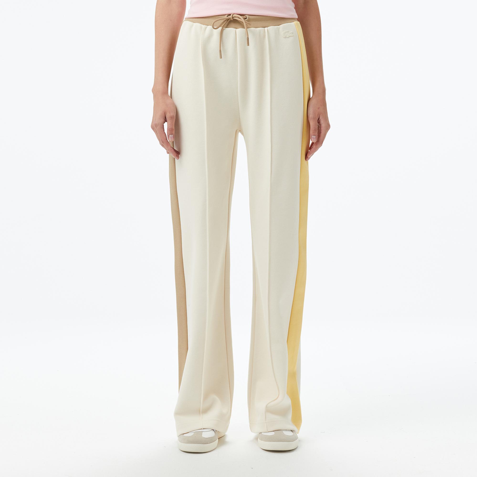 Lacoste Kadın Straight Fit Renk Bloklu Krem Eşofman Altı