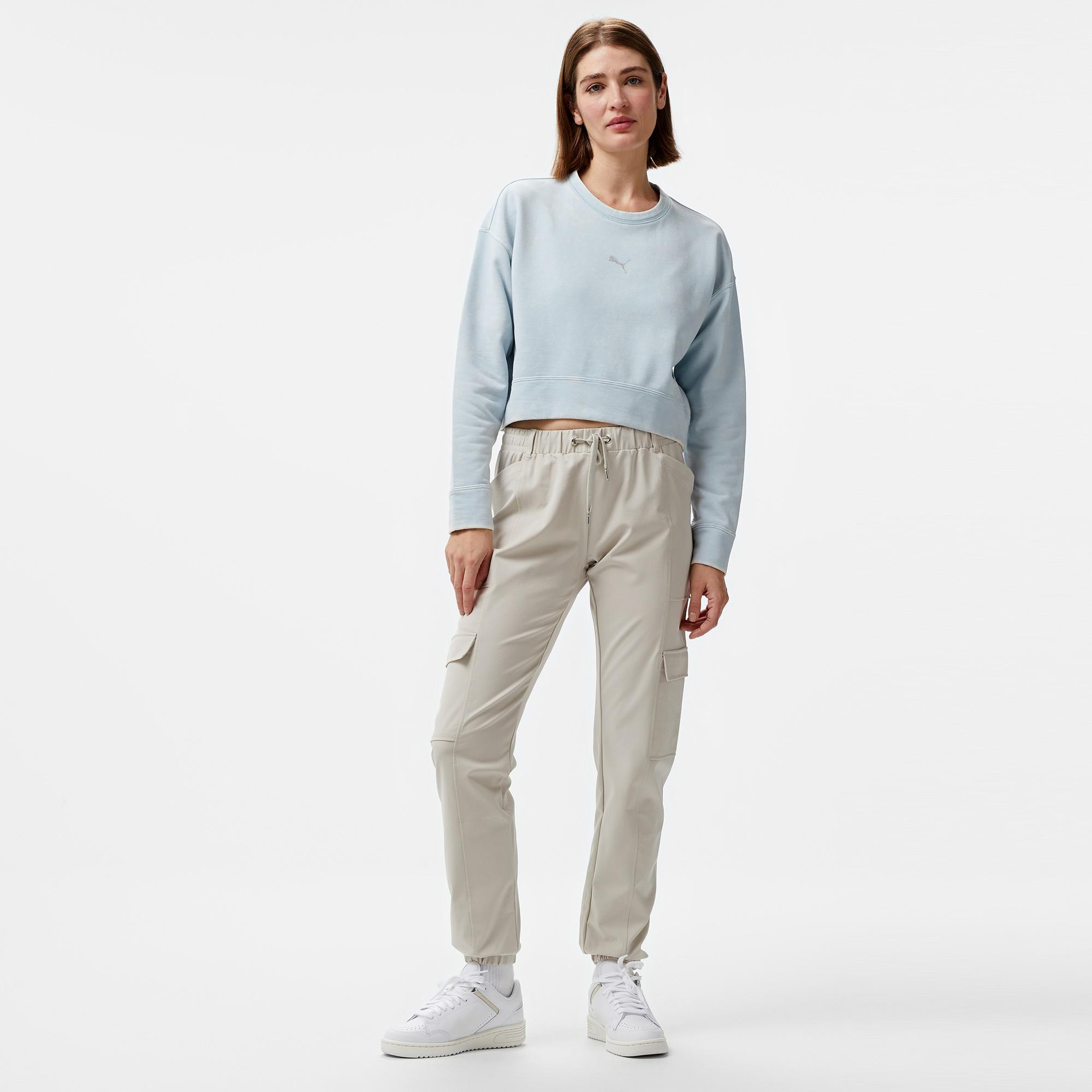 Puma Dare To Relaxed Washed Crew Kadın Mavi Sweatshirt