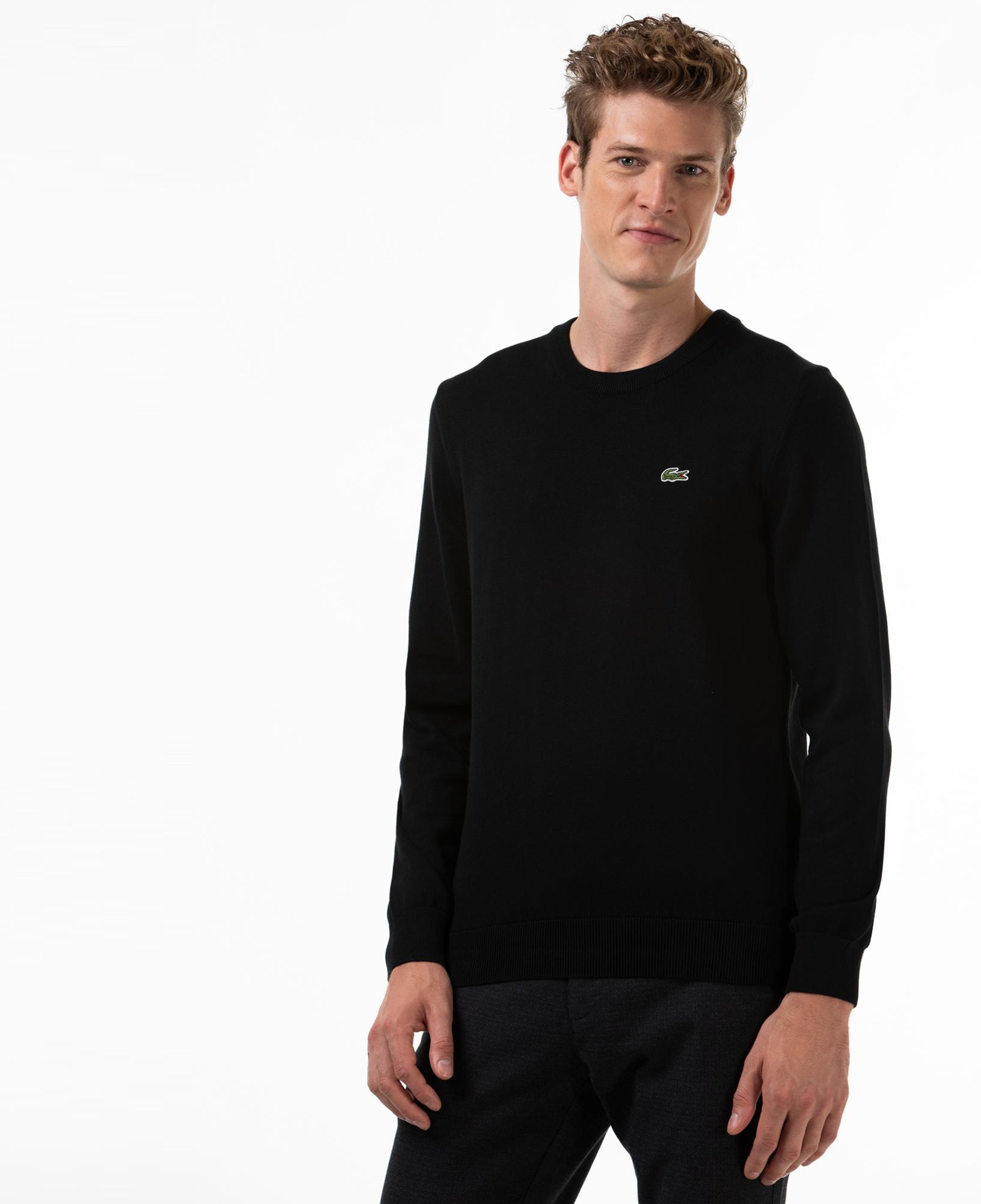 Erkek Regular Fit Bisiklet Yaka Organik Pamuk Siyah Kazak