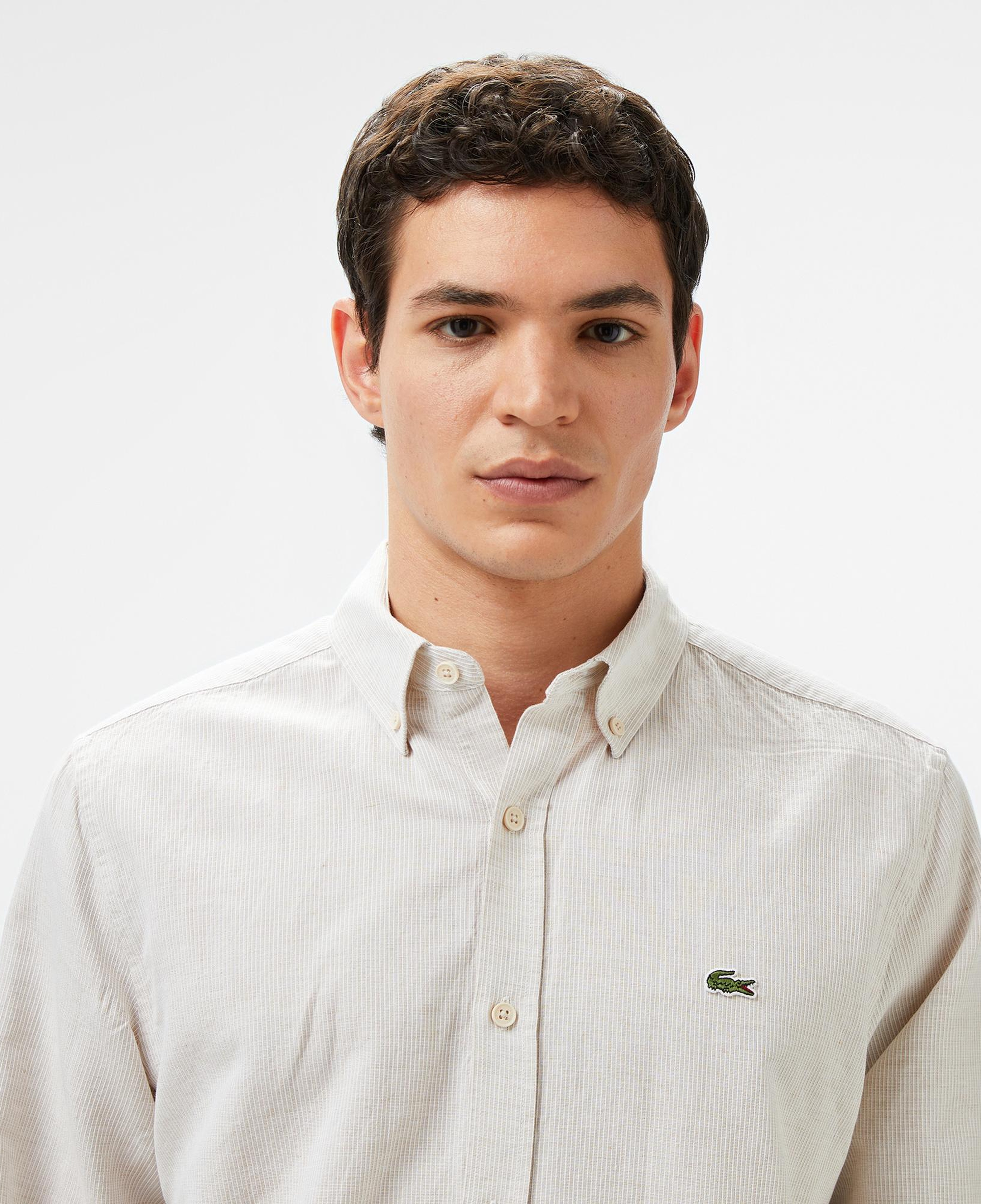 Lacoste Erkek Regular Fit Düğmeli Yaka Bej Gömlek