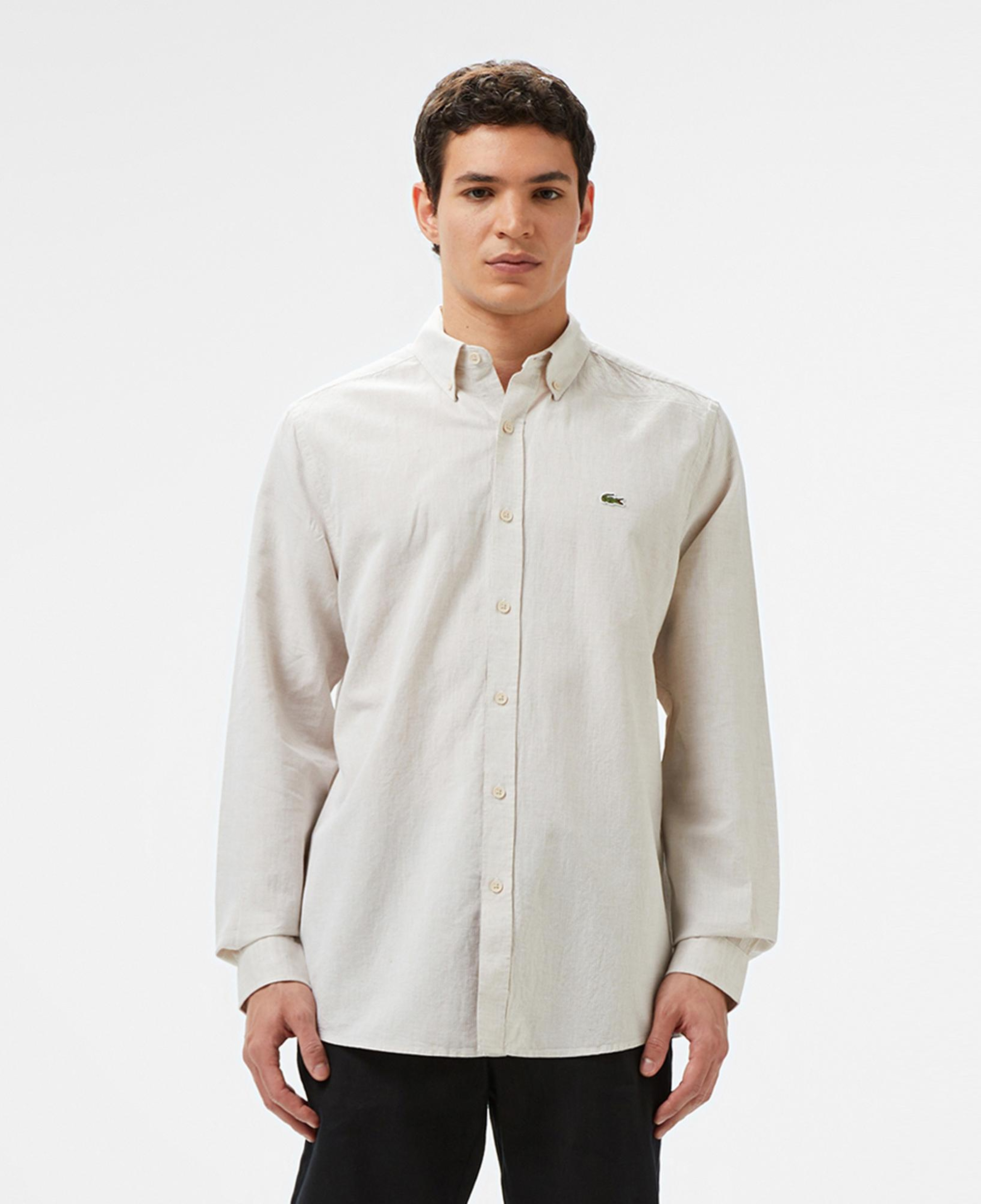 Lacoste Erkek Regular Fit Düğmeli Yaka Bej Gömlek