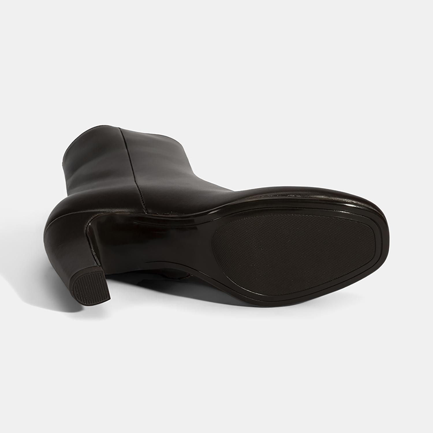 Kadın Kahve Topuklu Deri Bot