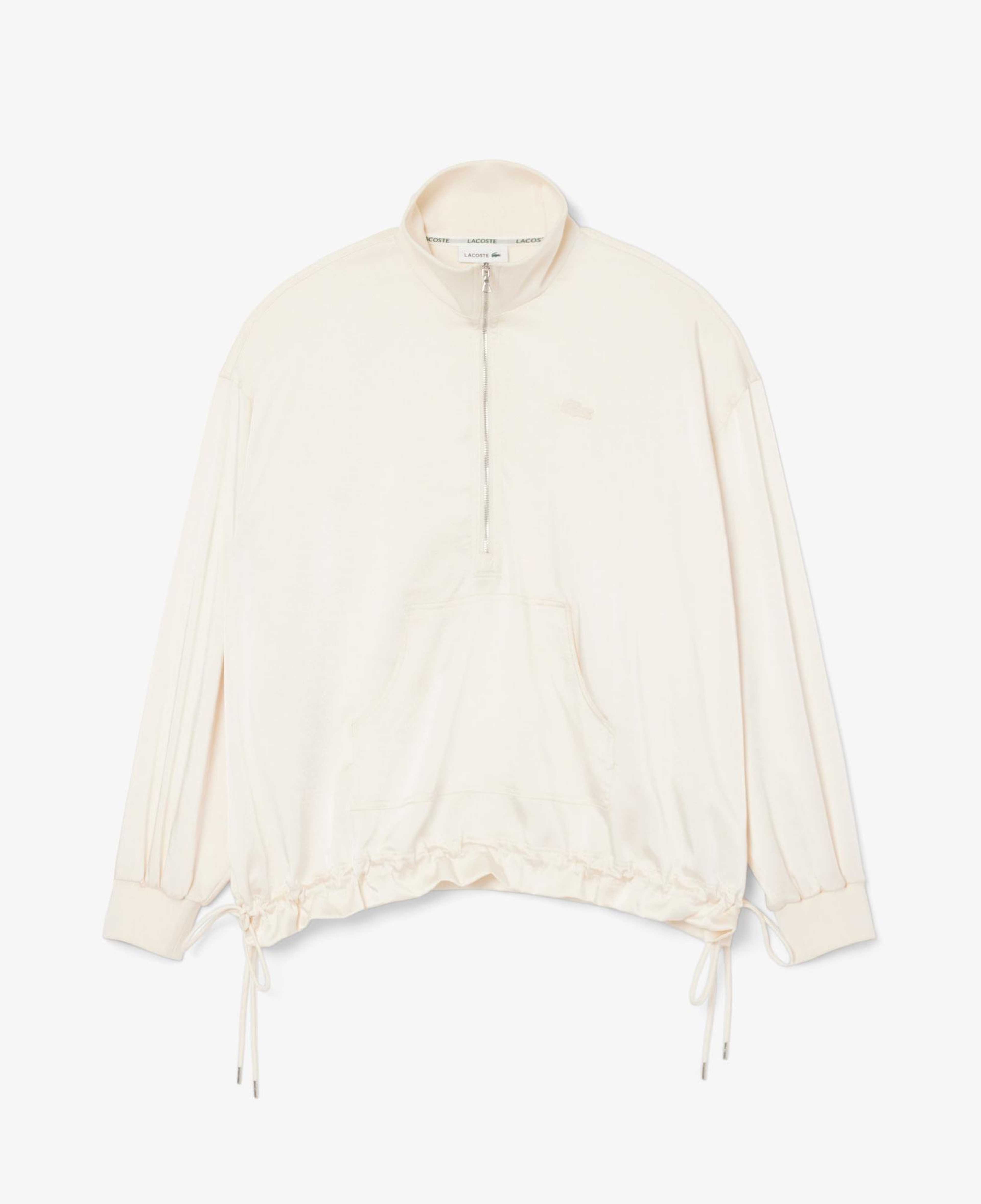 Lacoste Kadın Oversize Fit Yarım Fermuarlı Krem Sweatshirt