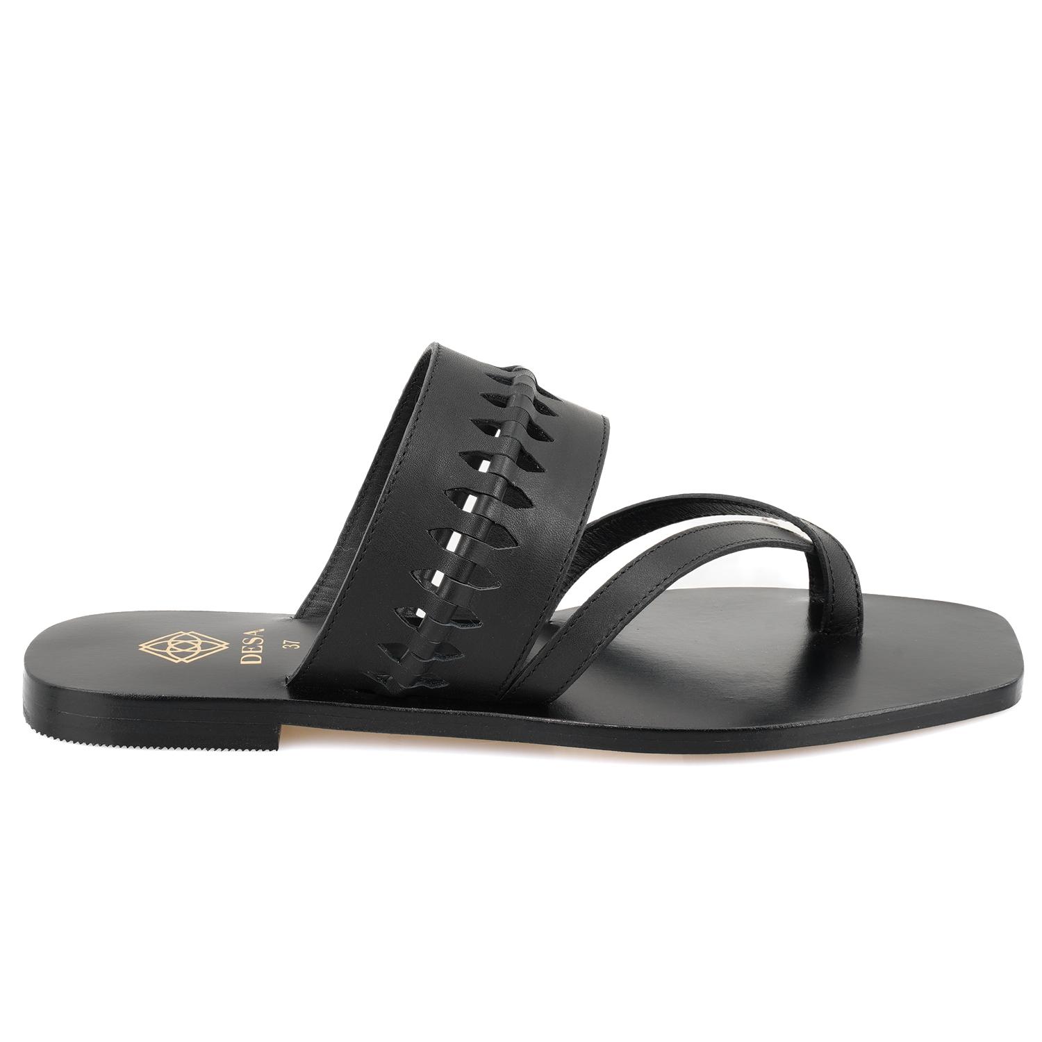 Kadın Siyah Parmak Arası Deri Terlik