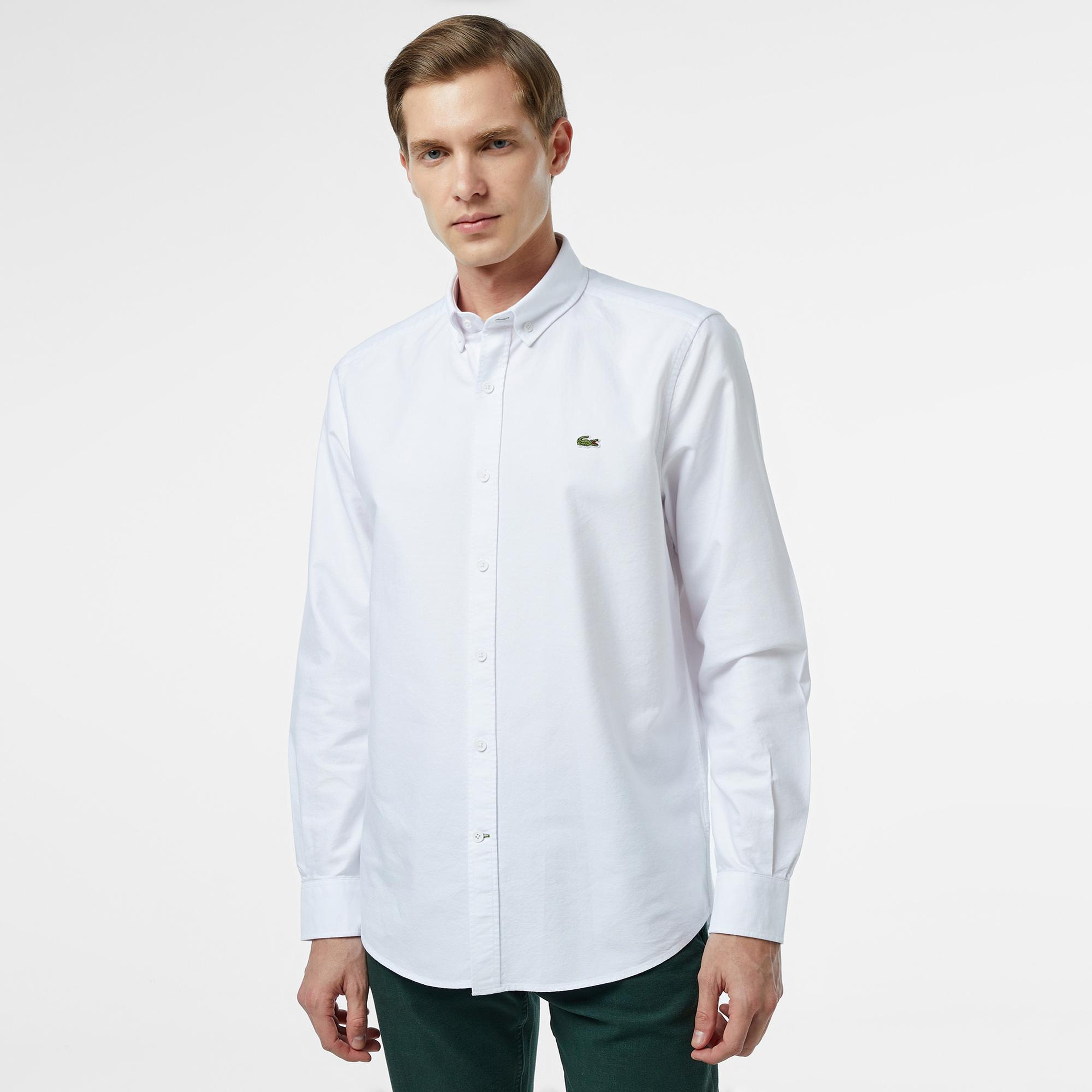 Erkek Slim Fit Beyaz Gömlek