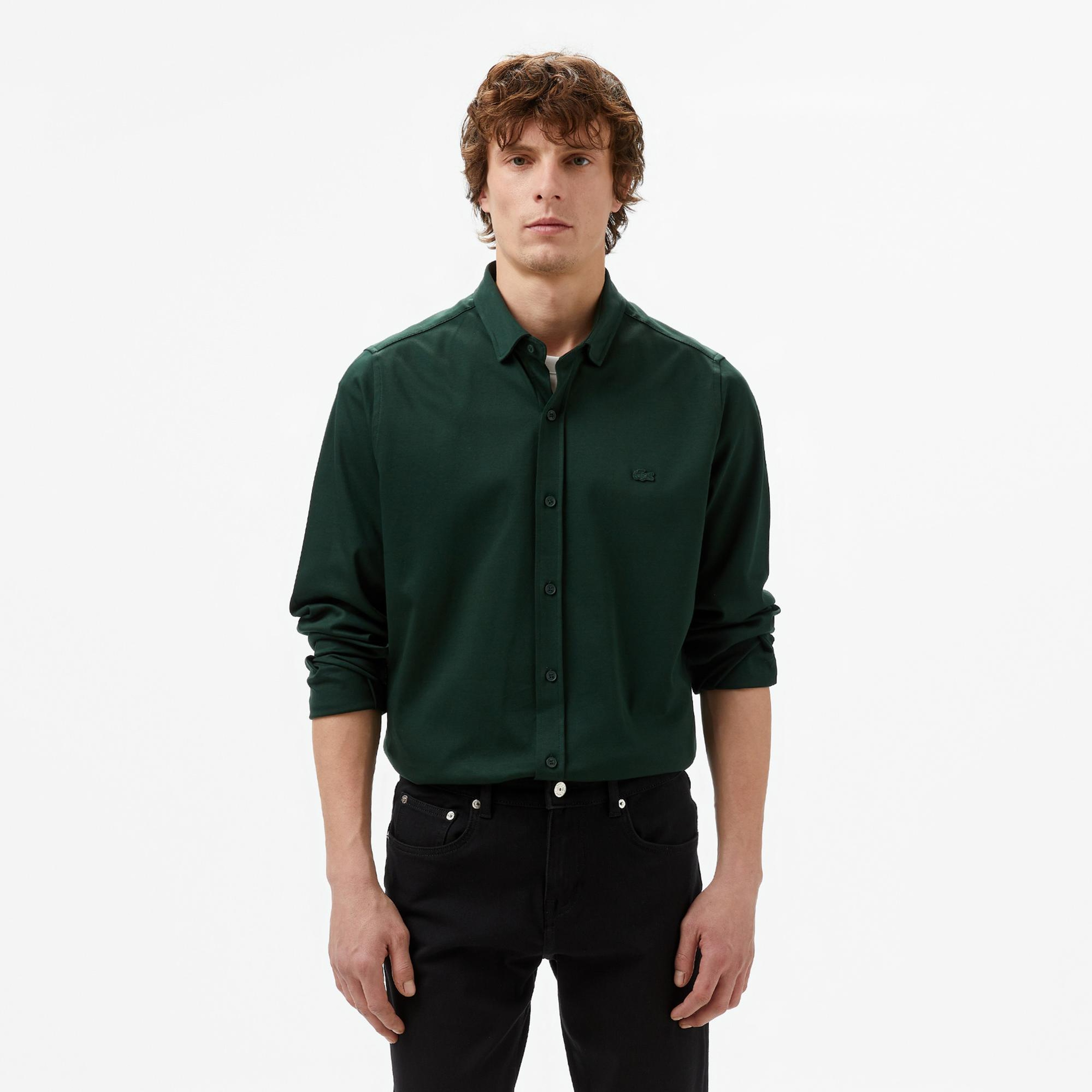 Lacoste Erkek Slim Fit Koyu Yeşil Gömlek