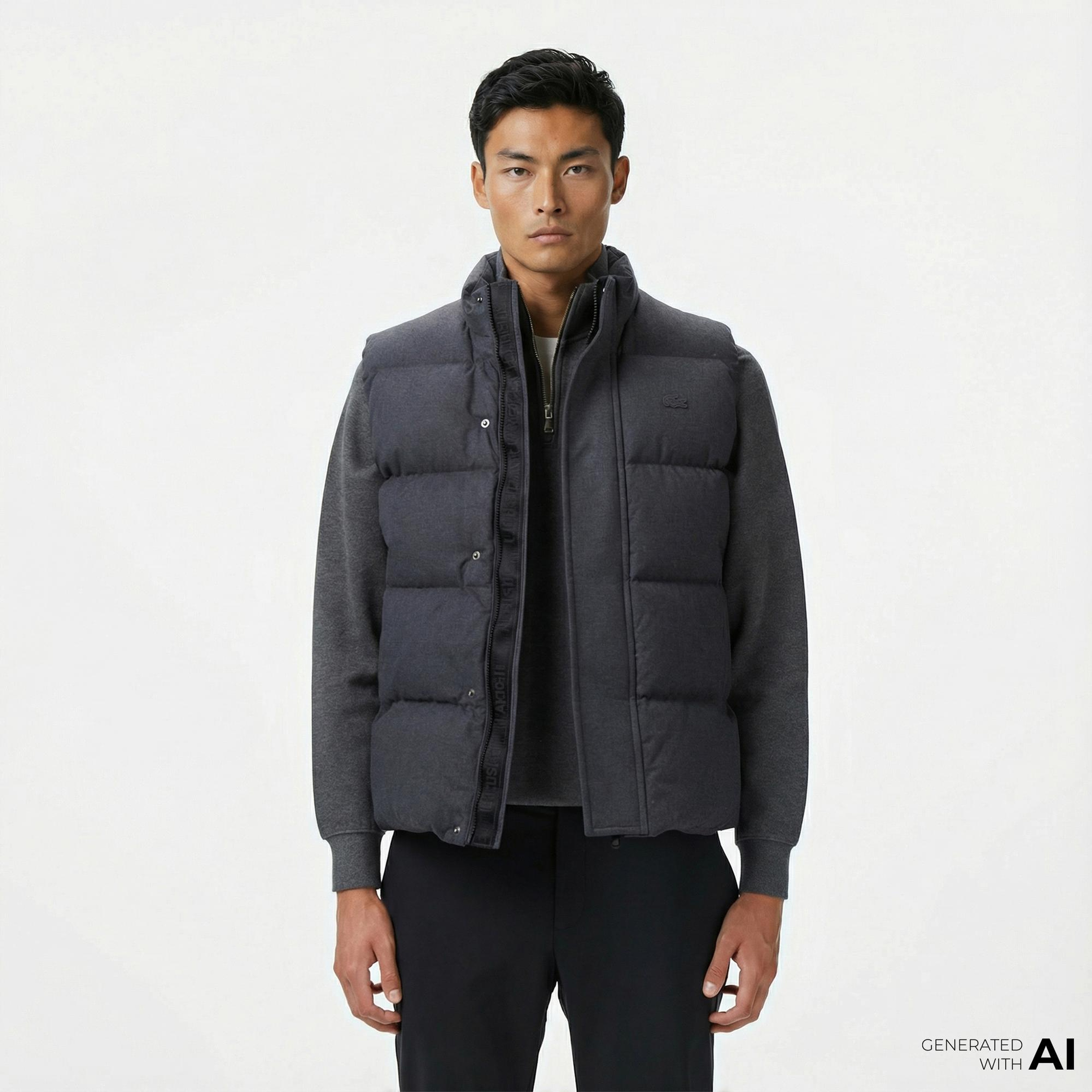 Lacoste Erkek Dik Yaka Koyu Gri Yelek