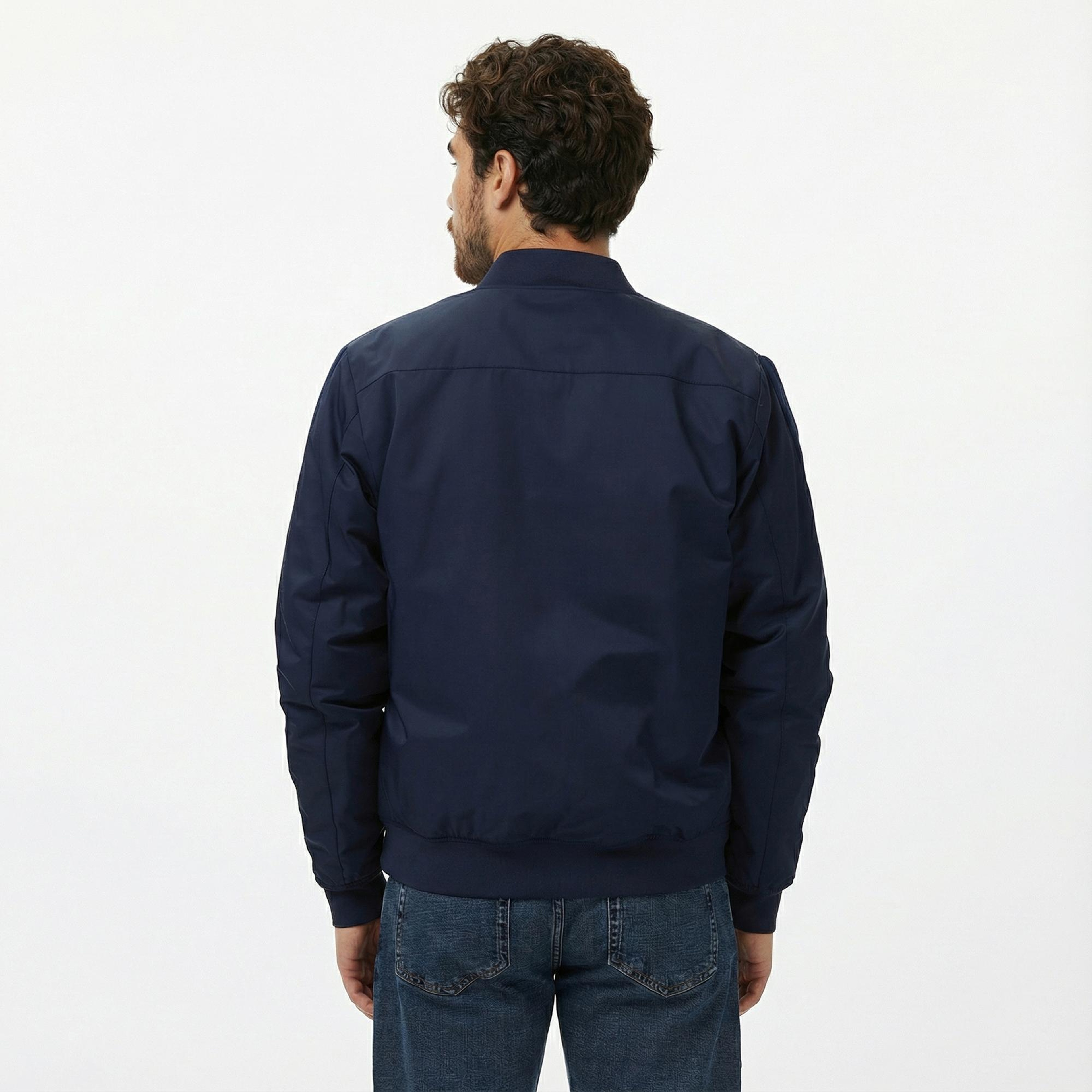 Lacoste Erkek Dik Yaka Lacivert Bomber Ceket