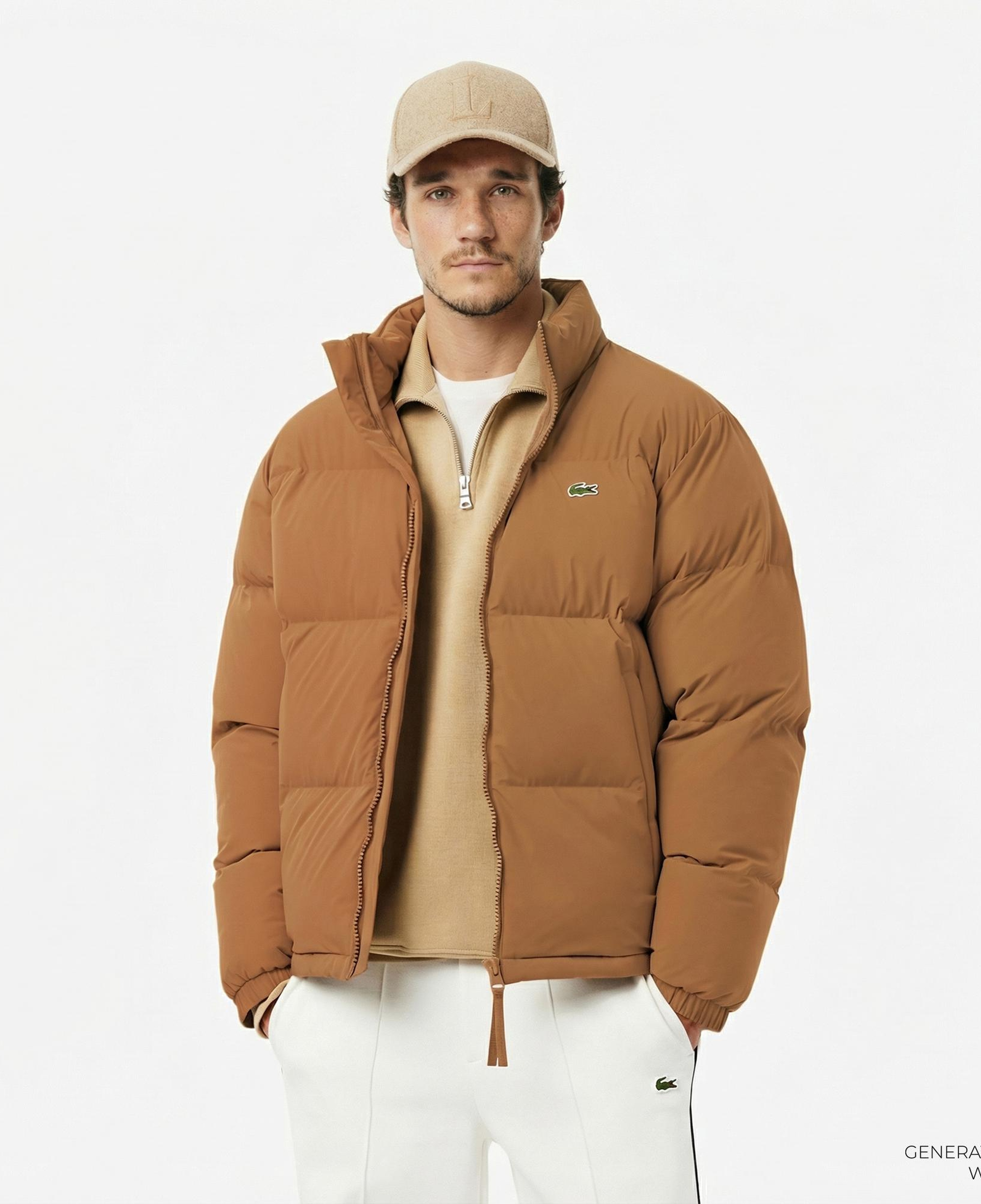 Lacoste Erkek Relaxed Fit Kapüşonlu Koyu Kahverengi Mont