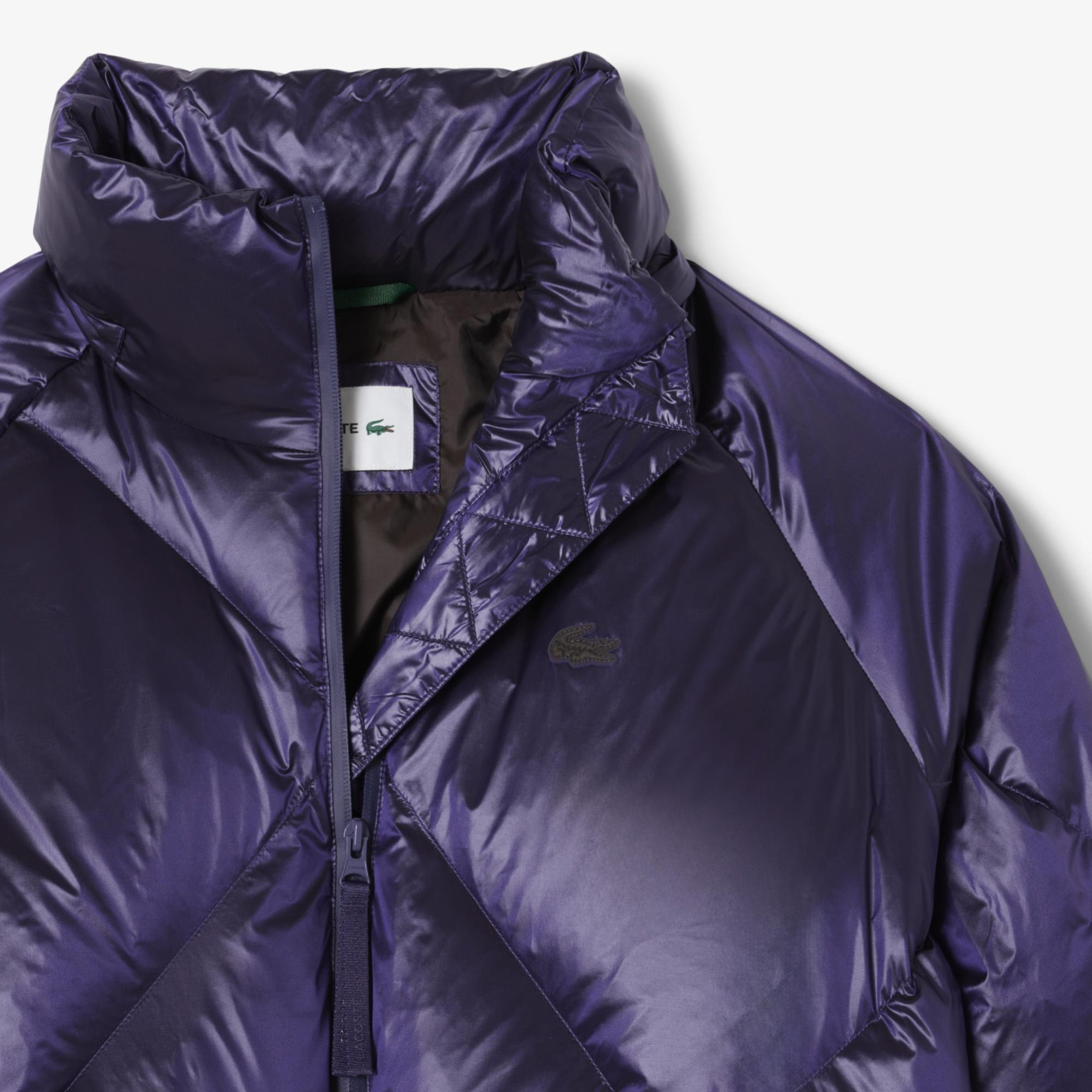 Lacoste Kadın Oversize Fit Kapüşonlu Kapitone Mor Mont