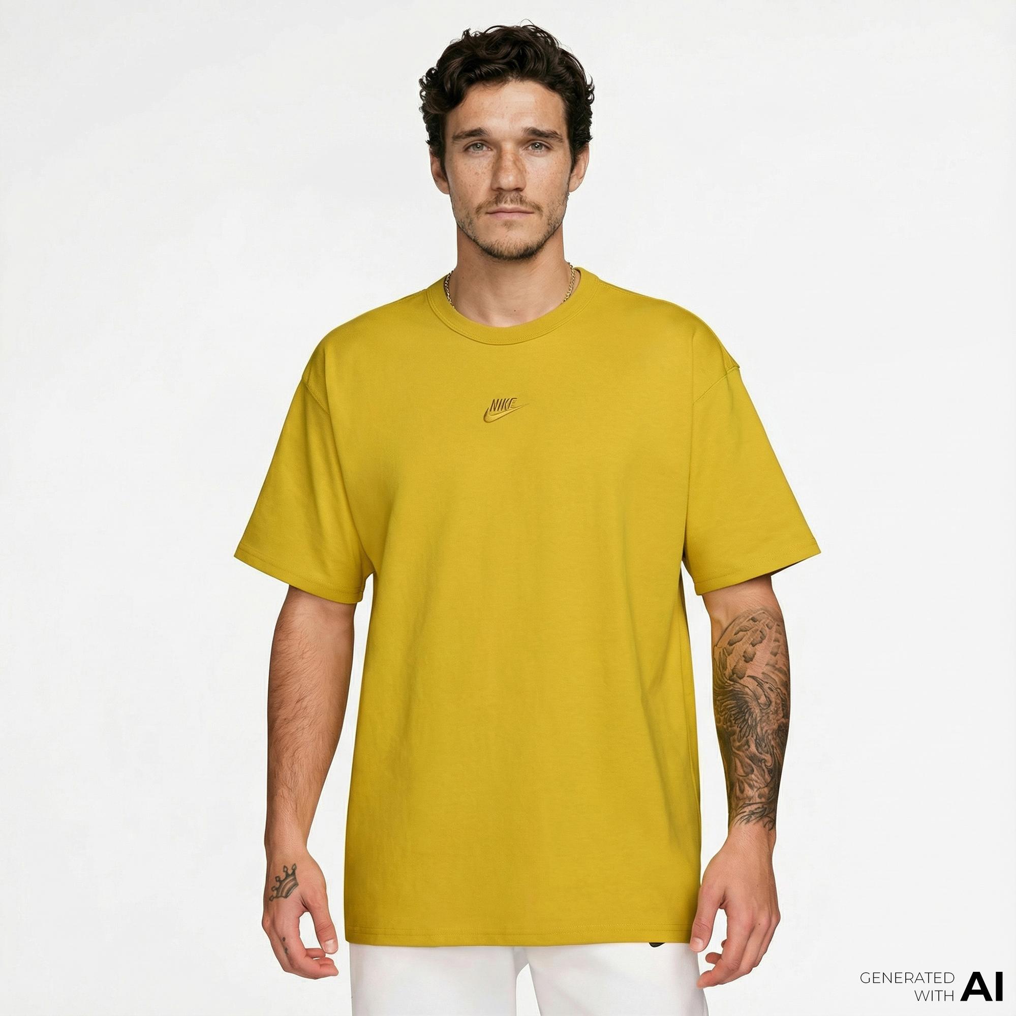 Nike Sportswear Premium Essentials Erkek Sarı T-Shirt