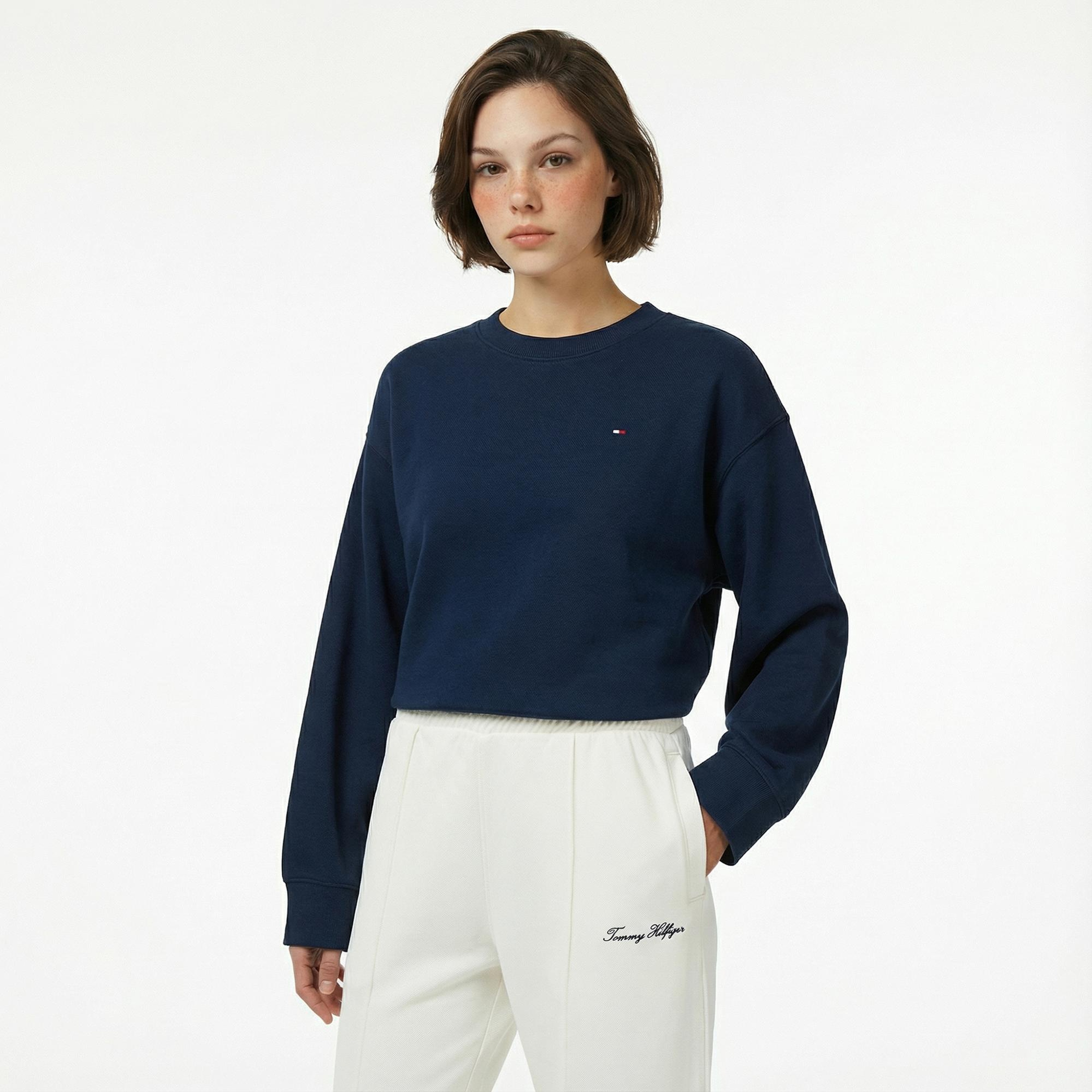 Tommy Hilfiger Script Straight Pique Kadın Beyaz Eşofman Altı